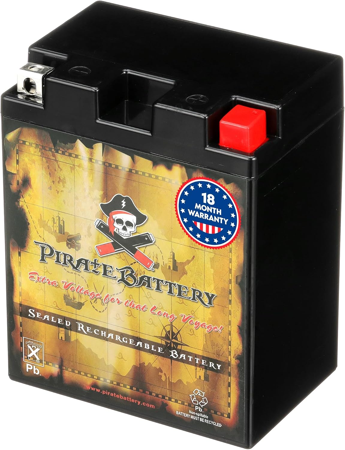 Pirate Battery YTX20HL-BS 310 CCA Maintenance-Free 12V 19Ah Battery Replacement for ATV, Harley Davidson Motorcycle, Jet Skis, Scooter, UTV, and More - Nut and Bolt (T3) Terminal