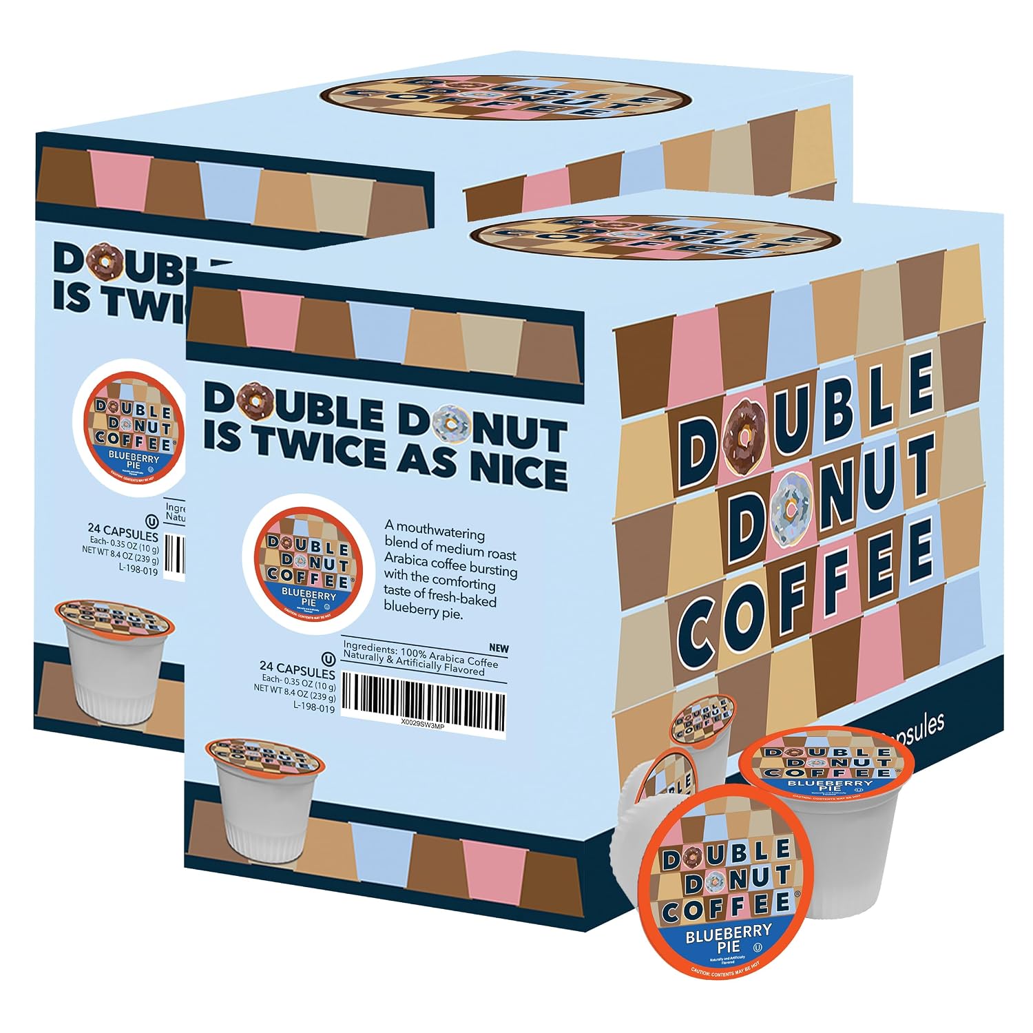 Double Donut Coffee Breakfast Blend Coffee Pods, Light Roast Coffee in Recyclable Single-Serve Pods for Keurig K Cups Brewer Machines, 80 Count Bulk Pack, original version