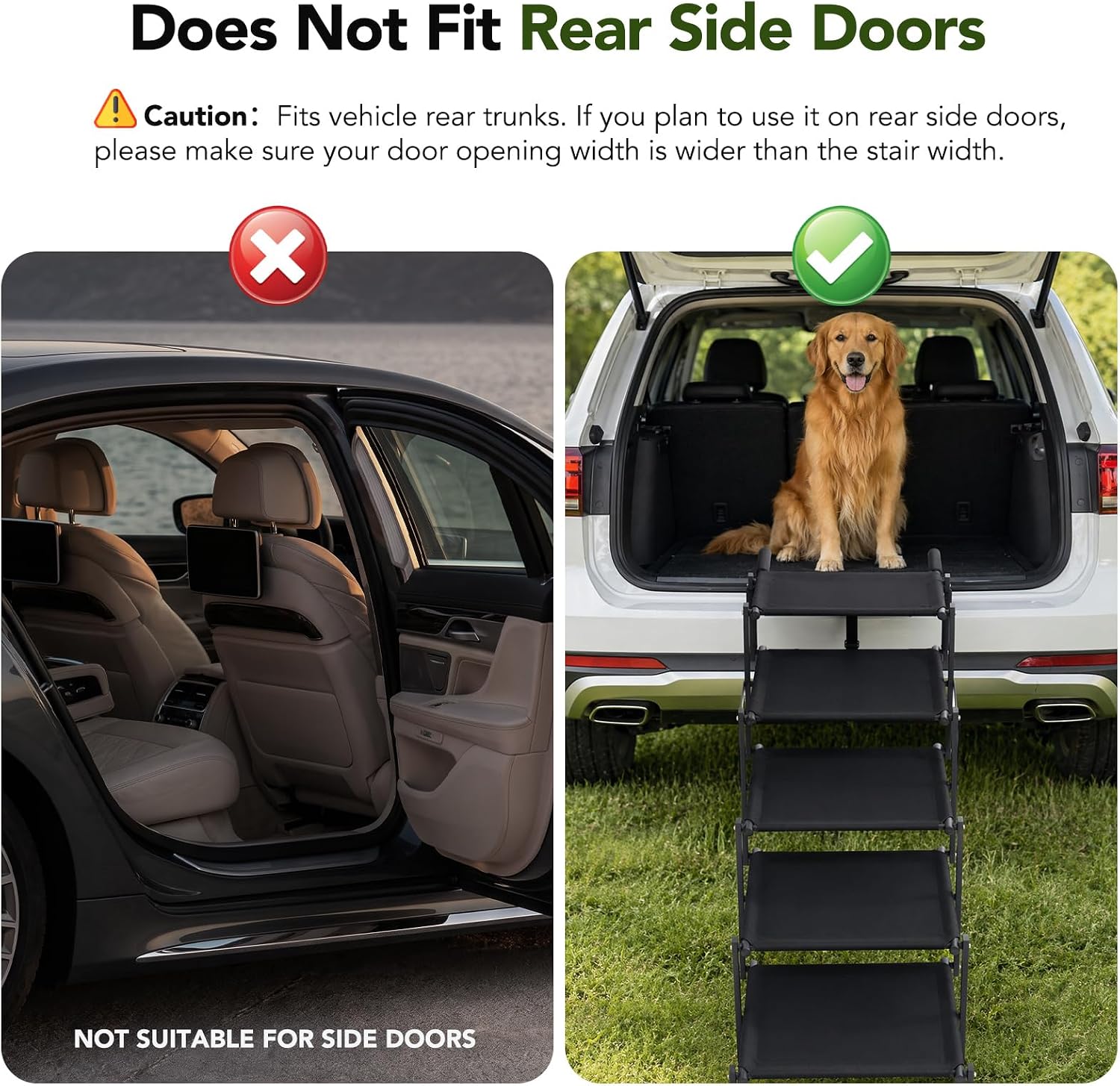Dog Ramp for Car, Foldable 5-Step Dog Stairs for Small Dogs, 150 Lbs | Non-Slip Oxford Surface, Sturdy Steel Frame, Anti-Scratch Handle