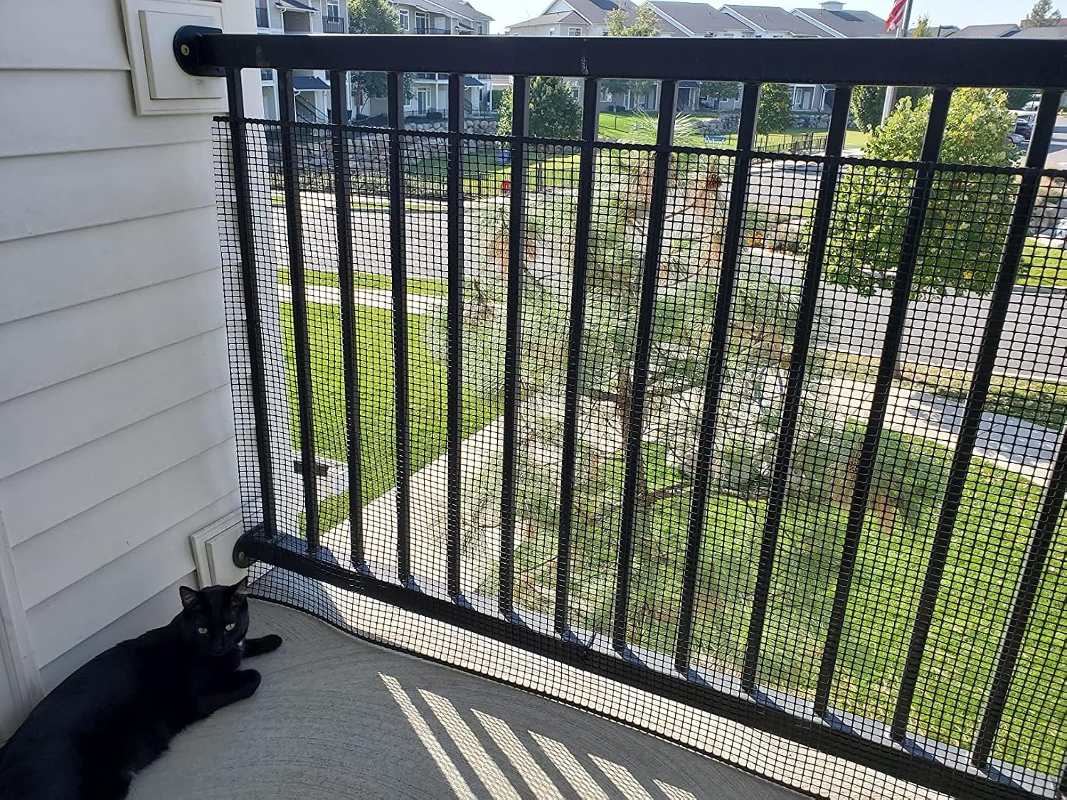 KidKusion Heavy Duty Deck Guard, Black - 10' L x 3' H | Made in USA, Indoor/Outdoor Balcony and Stairway Deck Rail Safety Net, Child Safety