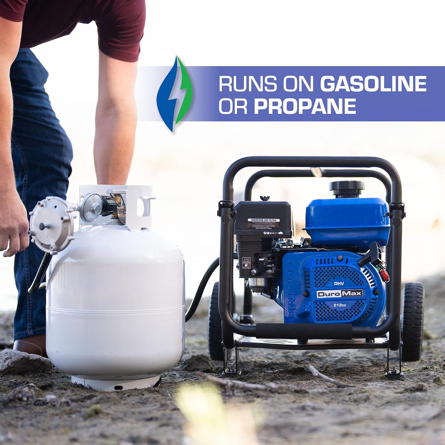 DuroMax XP652WP 208cc 158-Gpm 3600-Rpm 2-Inch Gasoline Engine Portable Water Pump, 50 State Approved, XP652WP, Blue