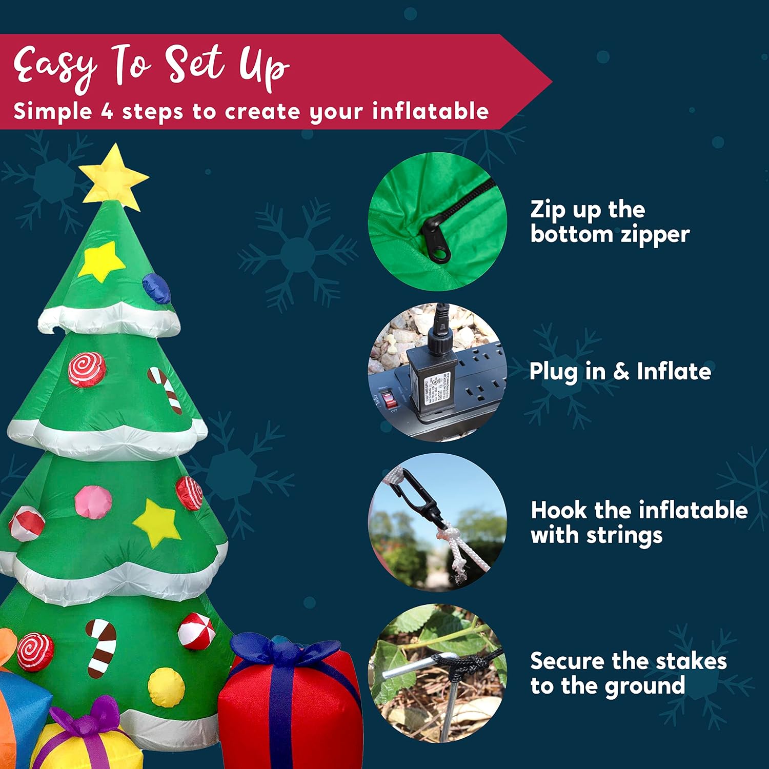 Joiedomi 7FT Tall Christmas Inflatables Tree Outdoor Decoration