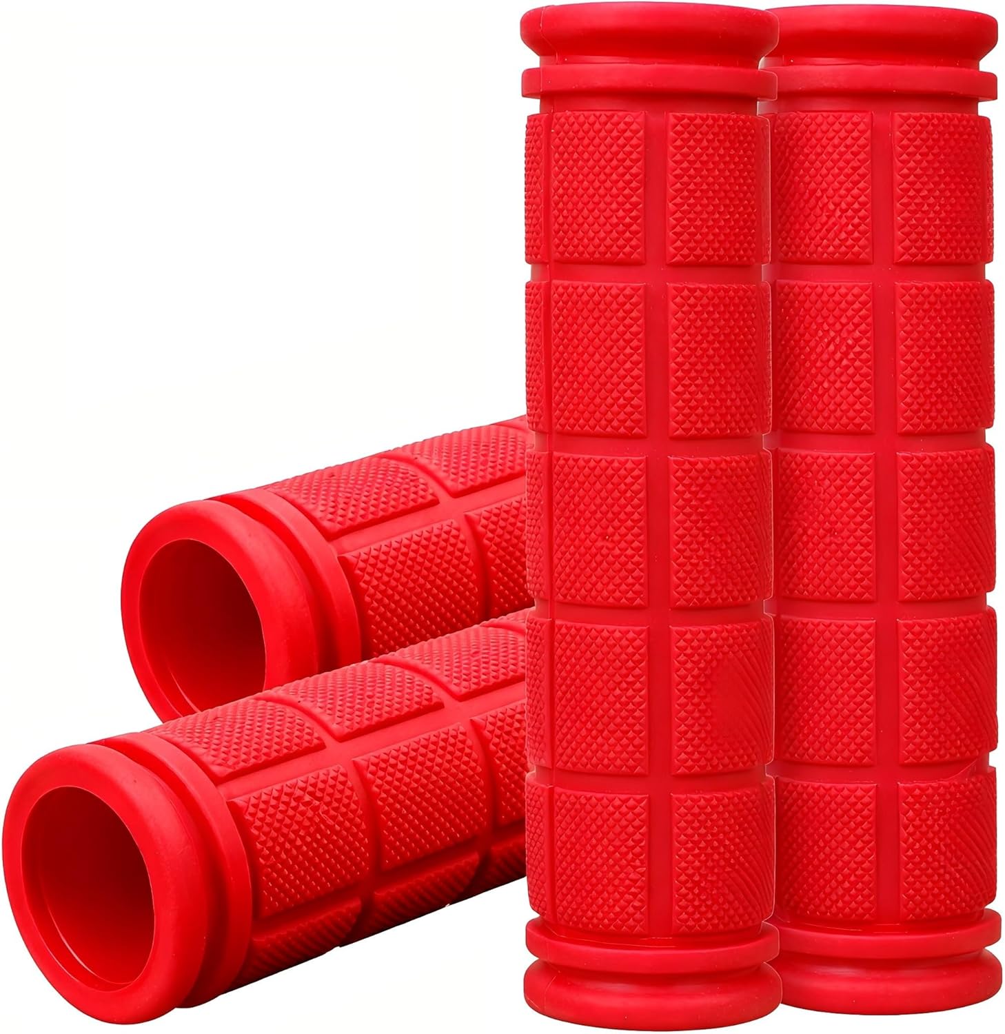 CHUNZEXI 4 PCS Bike Handlebar Grips, Rubber Bicycle Bar Grips Replacement, Non-Slip Handle Grips for Kids Bikes, Scooters, BMX
