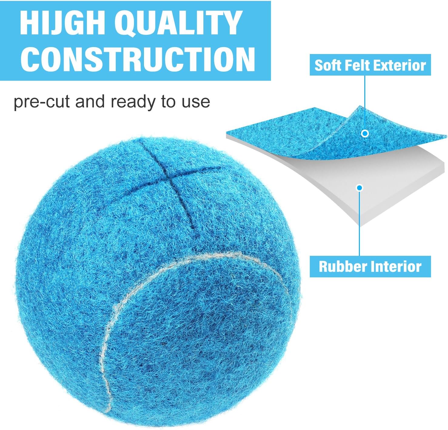 URBEST Walker Tennis Balls 4pcs Precut Heavy Duty Tennis Balls for Walkers