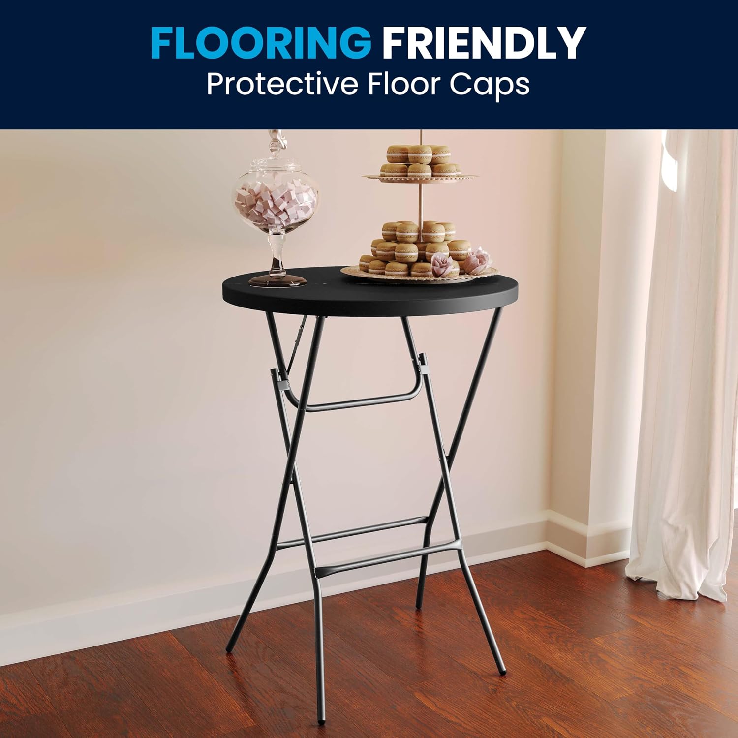 Flash Furniture Elon 32' Round Folding Bar Height Table for Parties and Commercial Events, Indoor/Outdoor Plastic Tall Round Table, White | Lightweight, Easy Storage, Commercial Grade