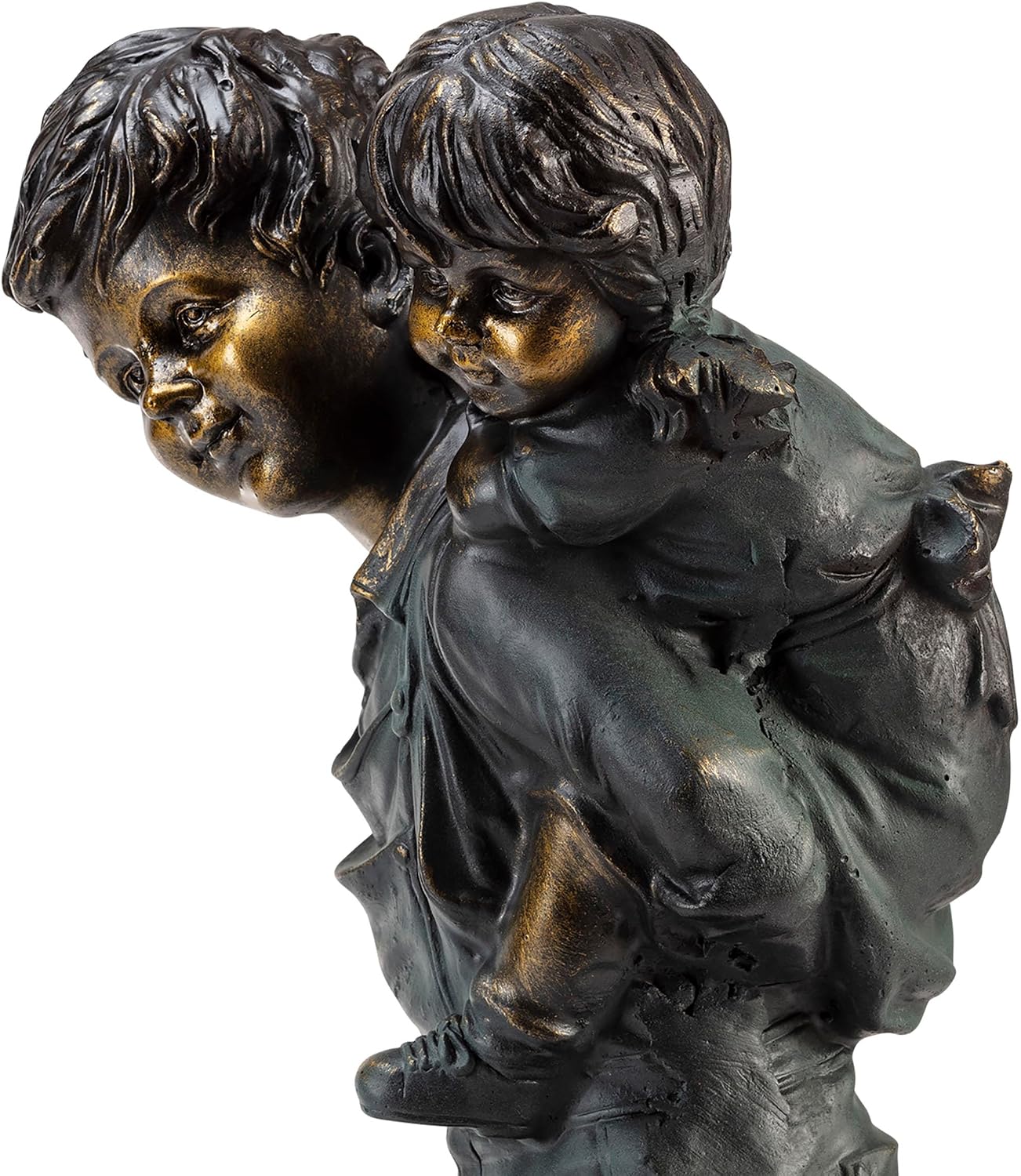 Alpine Corporation 26" Tall Indoor/Outdoor Girl Jumping Over Boy Statue Yard Art Decoration