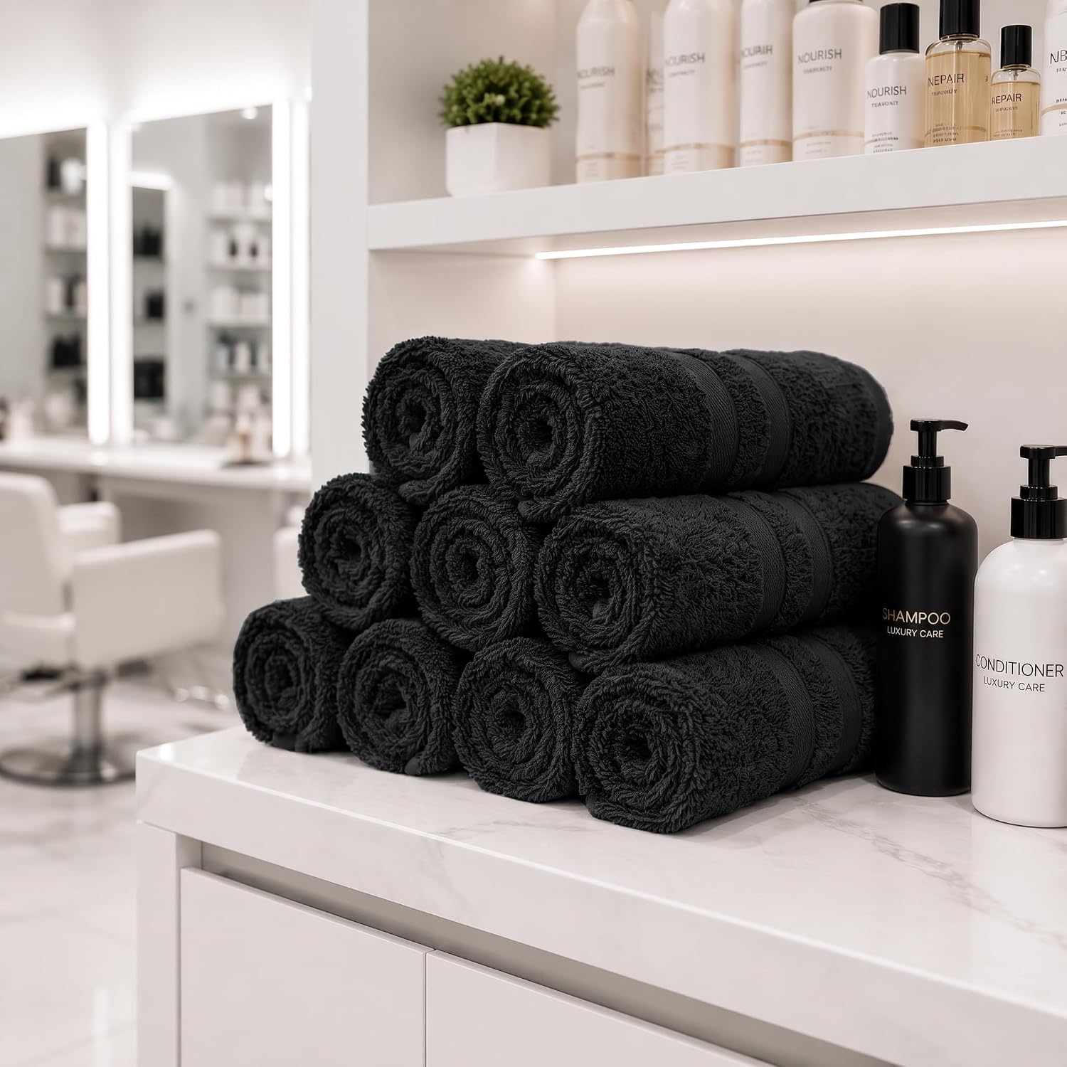 DAN RIVER 100% Cotton Salon Towels Set – 16x26 inches, Pack of 24, Highly Absorbent and Quick-Dry Towels for Hand, Salon, Spa, Beauty