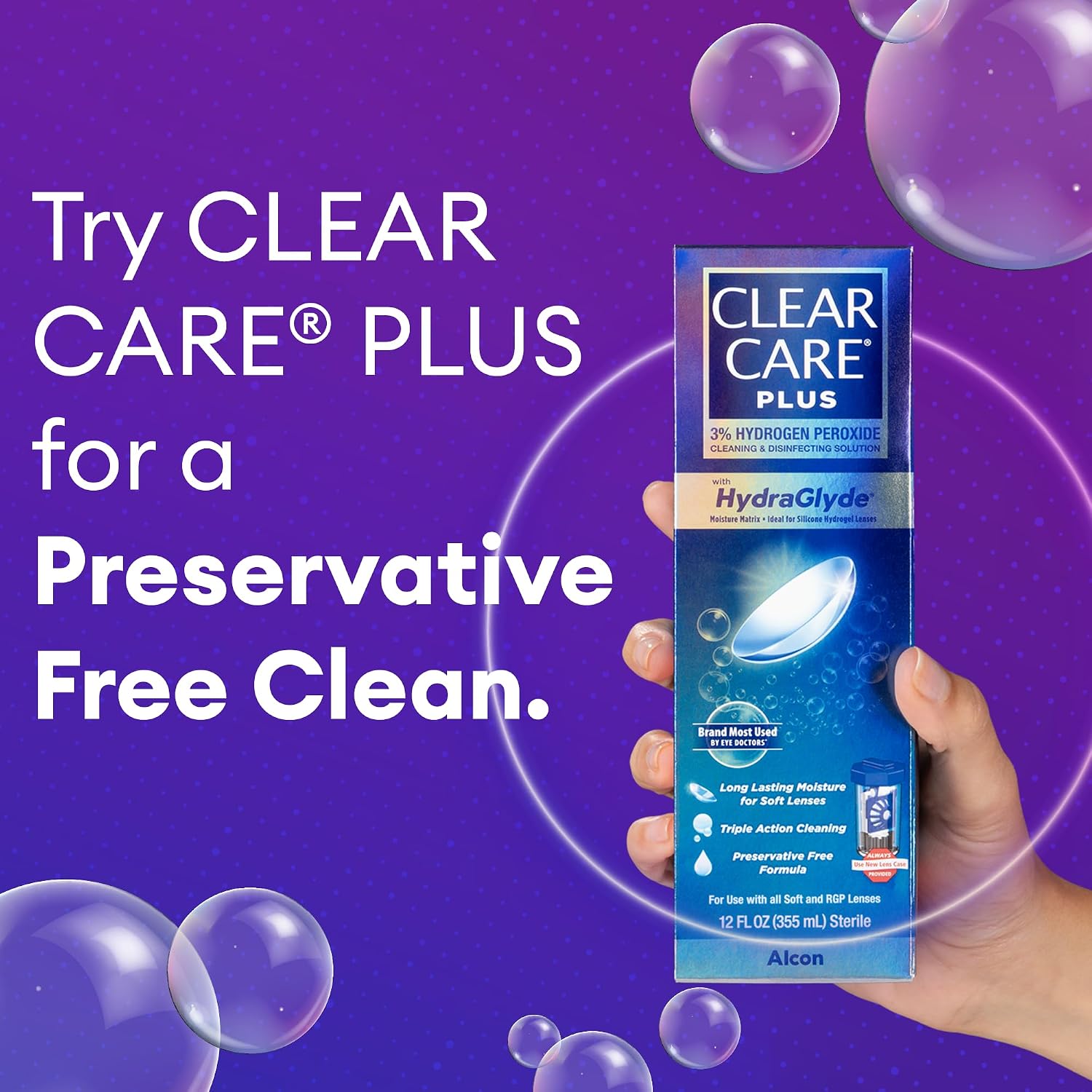 CLEAR CARE PLUS Cleaning & Disinfecting Contact Lens Solution, 12 Fl Oz