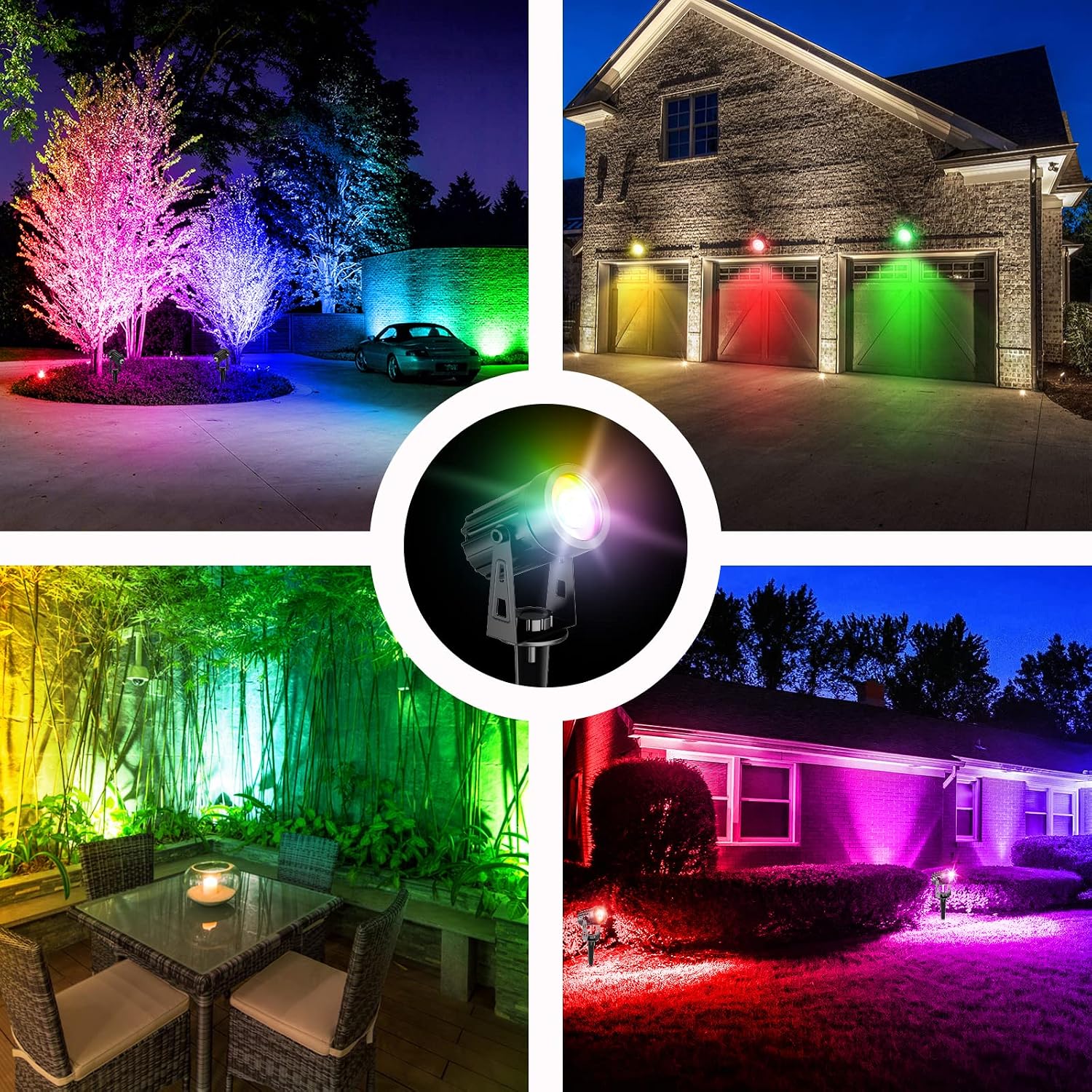 T-SUN Solar Spot Lights Outdoor, Dual Head Solar Spotlights, Cool White | IP65 Waterproof, 2 Brightness Modes, Dusk to Dawn Solar Uplights for Garden, Yard, Pathway, Patio, Lawn
