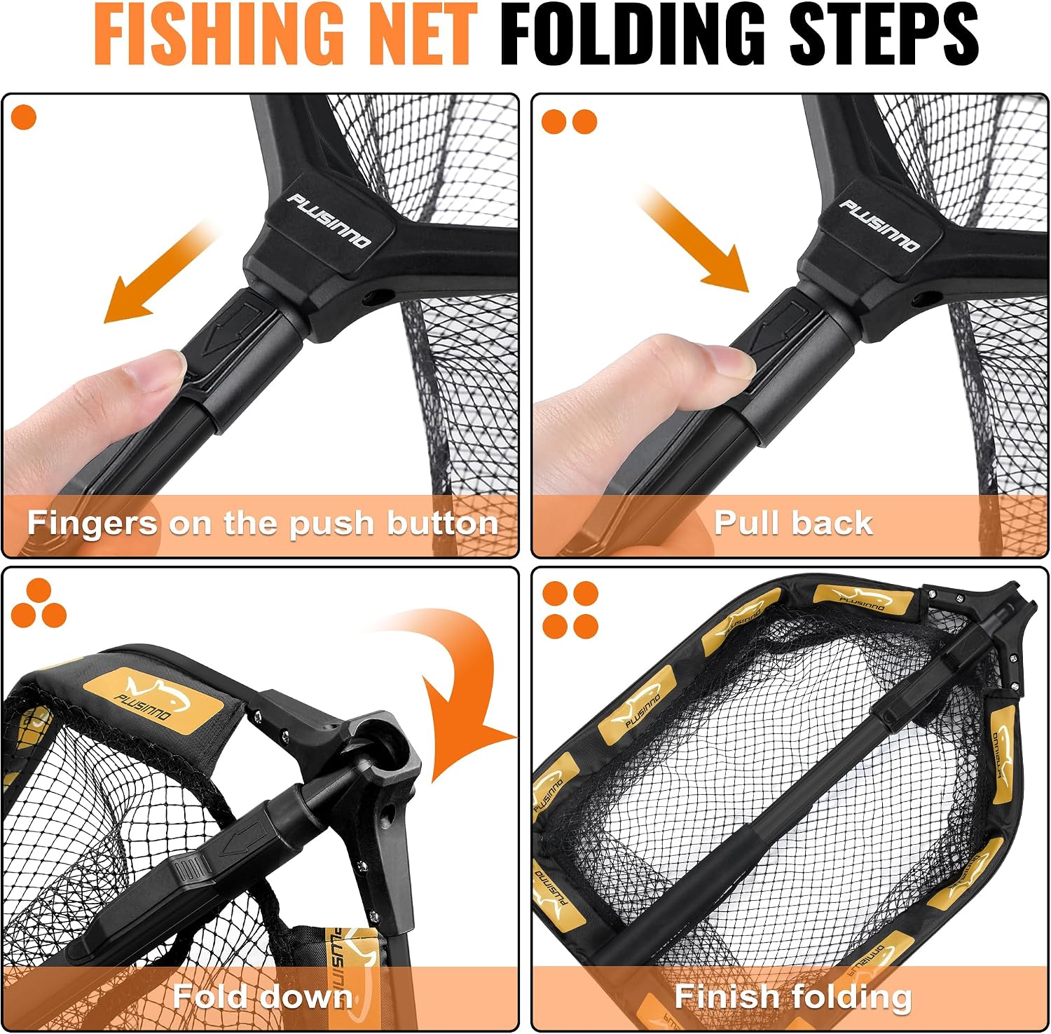 PLUSINNO Floating Fishing Net for Steelhead, Salmon, Fly, Kayak, Catfish, Bass, Trout Fishing