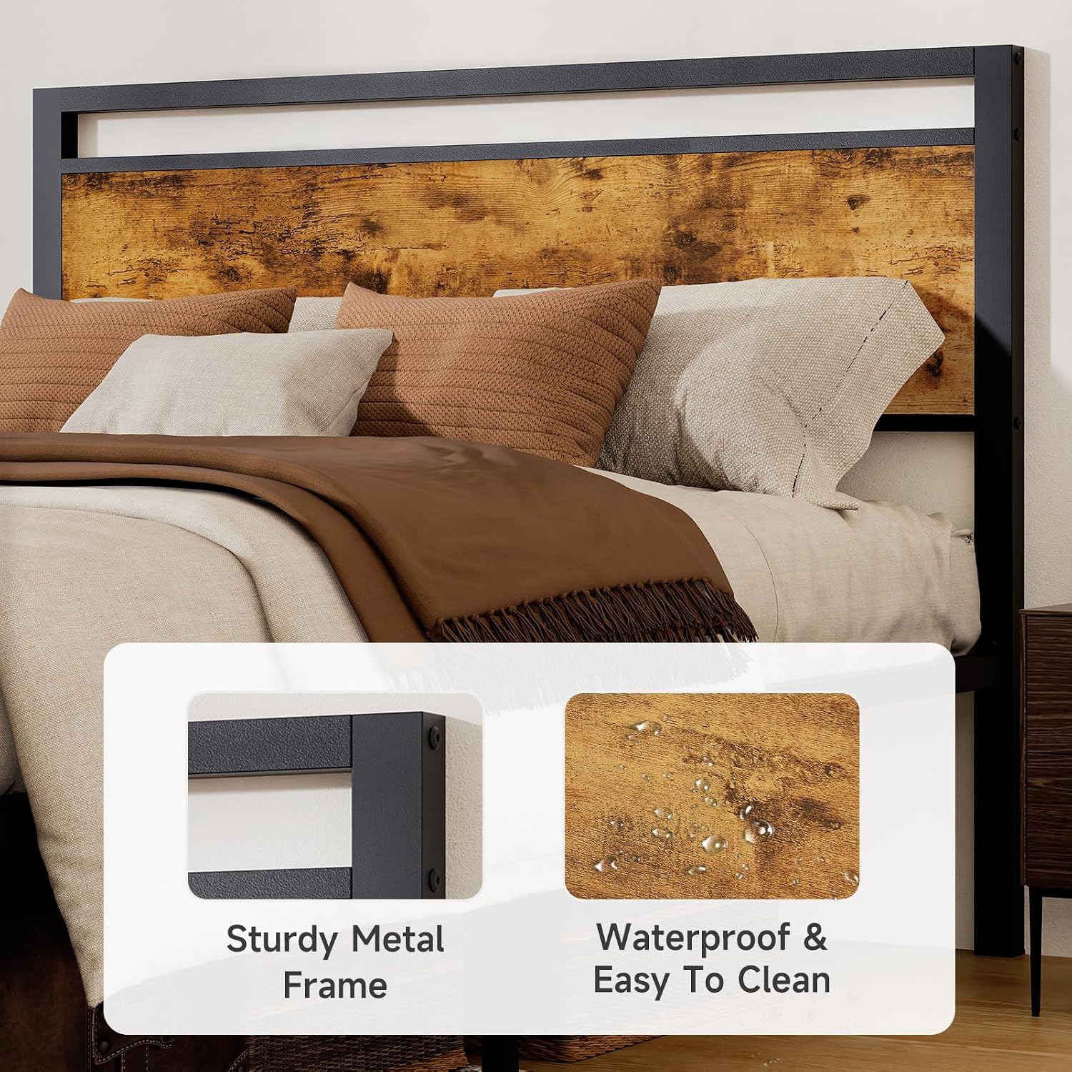Z-hom Easy Assembly Queen Bed Frame & Headboard Footboard,Underbed Storage | Sturdy Metal Structure,Silent Anti-Slip Support,Under Bed Storage Space,No Box Spring Needed,Modern Bedroom Furniture