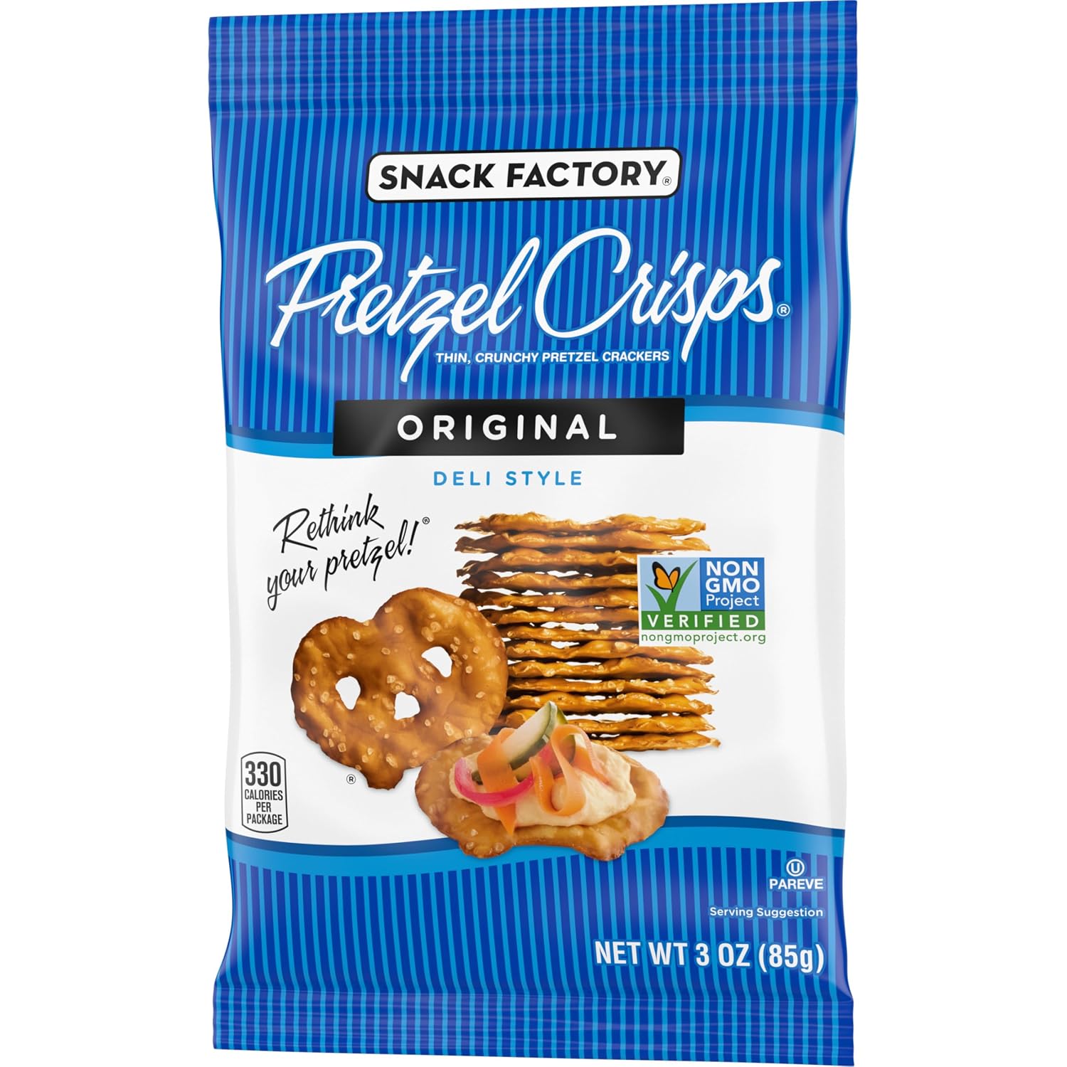 Snack Factory Original Pretzel Crisps, Non-GMO, 14 oz Party Size Bag