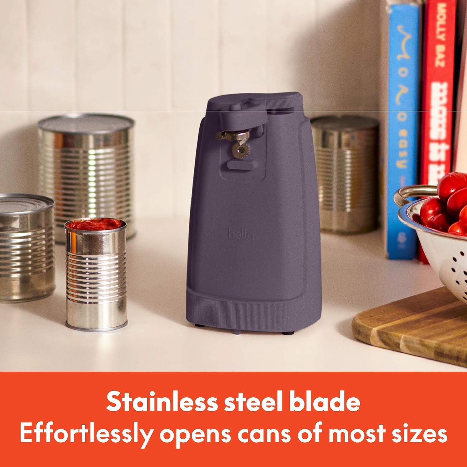 bella Electric Can Opener and Knife Sharpener, Black