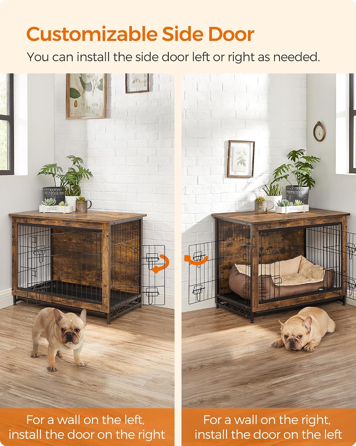 Feandrea 27.2" Dog Crate Furniture, Indoor Dog Kennel Side End Table