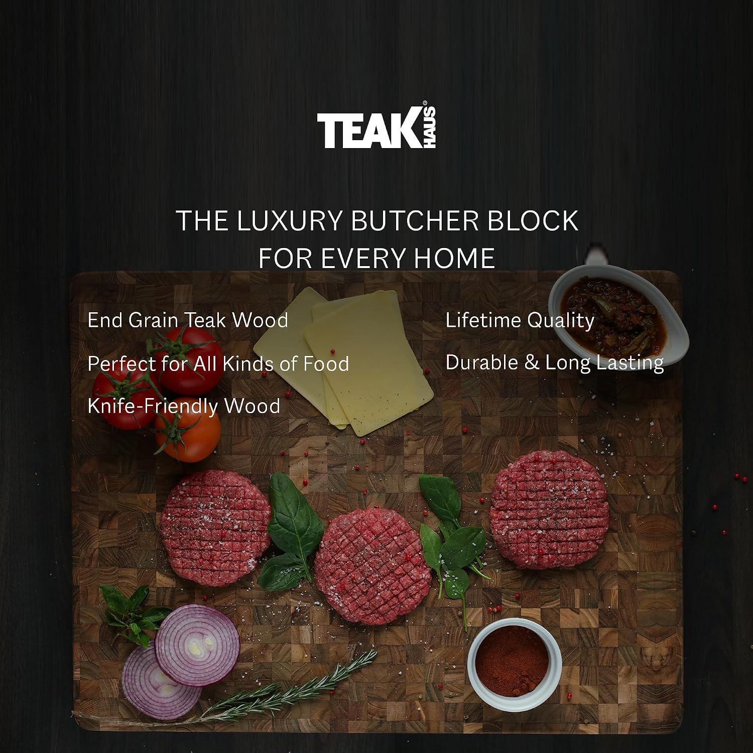 Teakhaus Butcher Block Carving Board - Large Extra Thick Cutting Board with Juice Groove - Holiday Gift Ideas for Men and Women - Gift-Ready End Grain Wood, Knife Friendly - FSC Certified