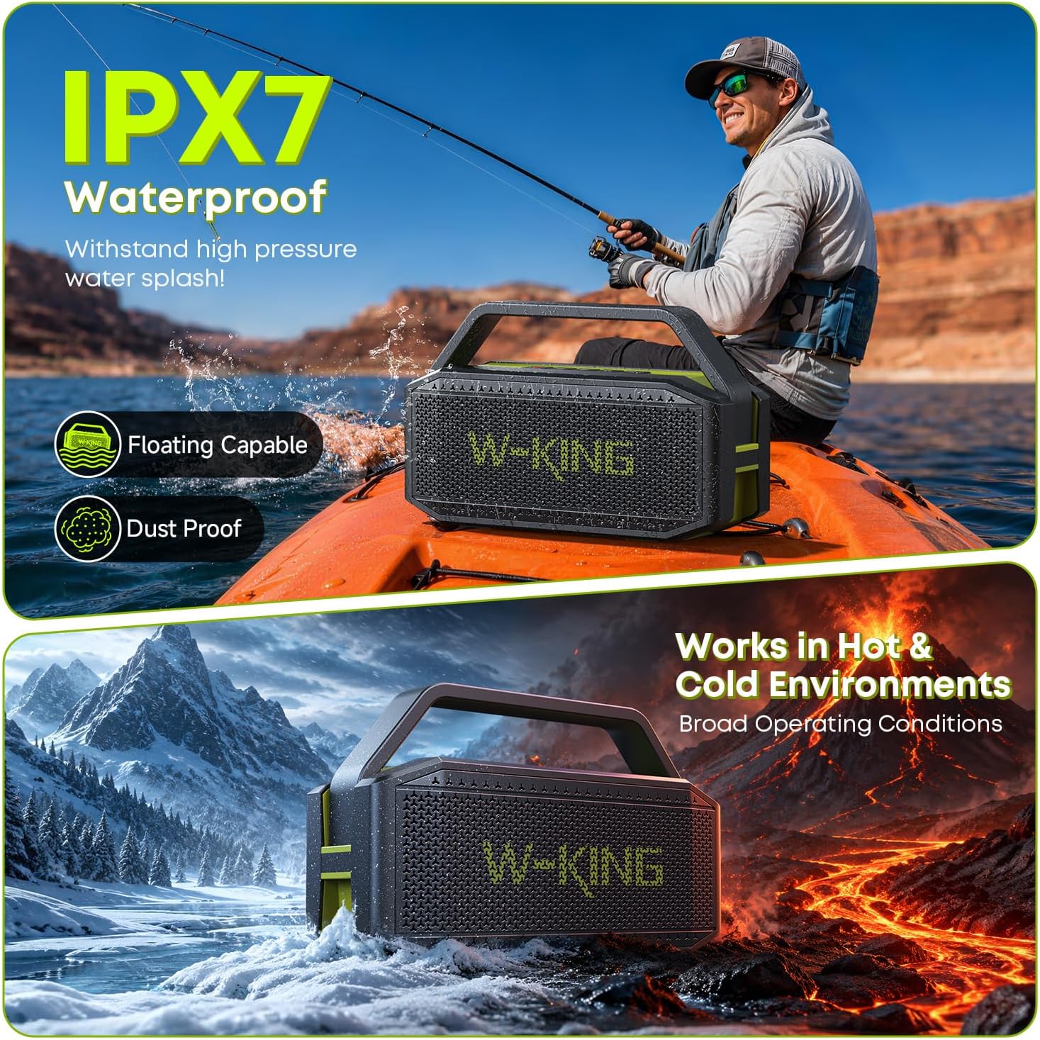 W-KING Bluetooth Speaker, 100W Peak Outdoor Portable Loud Speakers Wireless