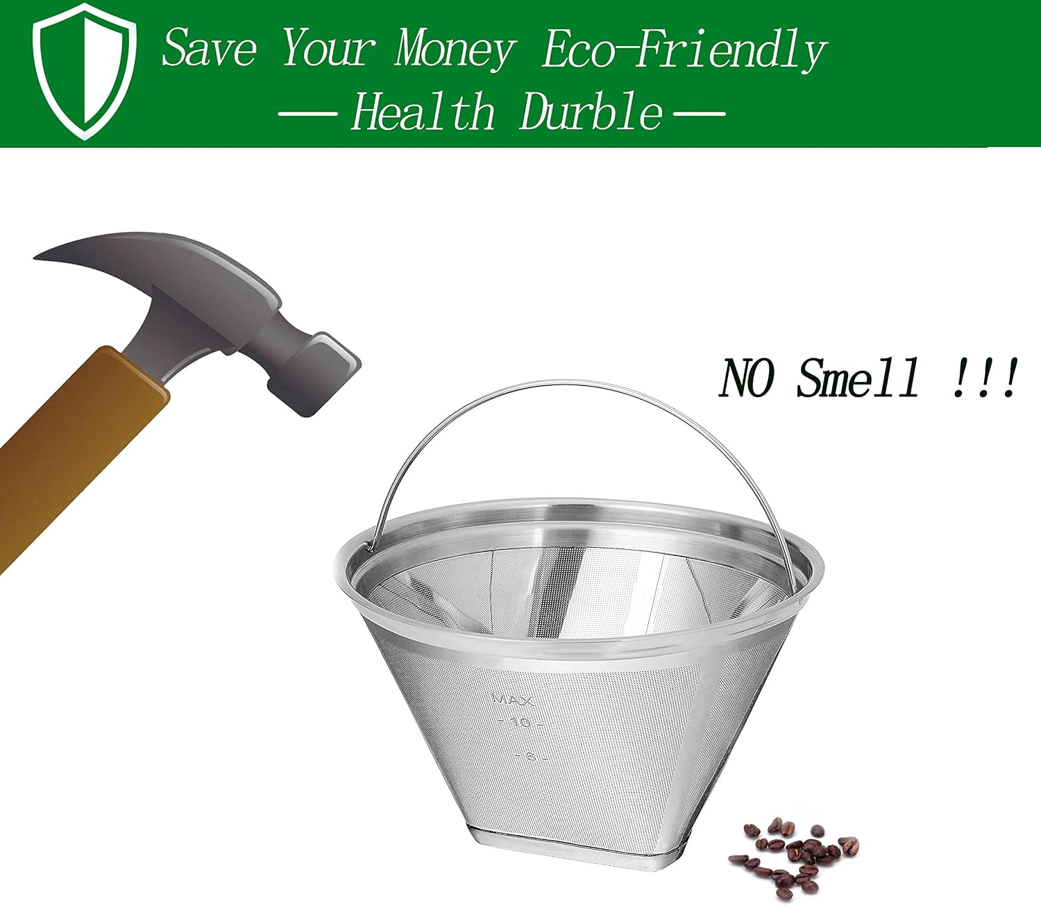 Stainless Steel Reusable Coffee Filters Basket 8 12 Cup Sturdy Permanent Coffee Filter fit for Mr. Coffee Black,Decker Coffee Makers 8 12 cups