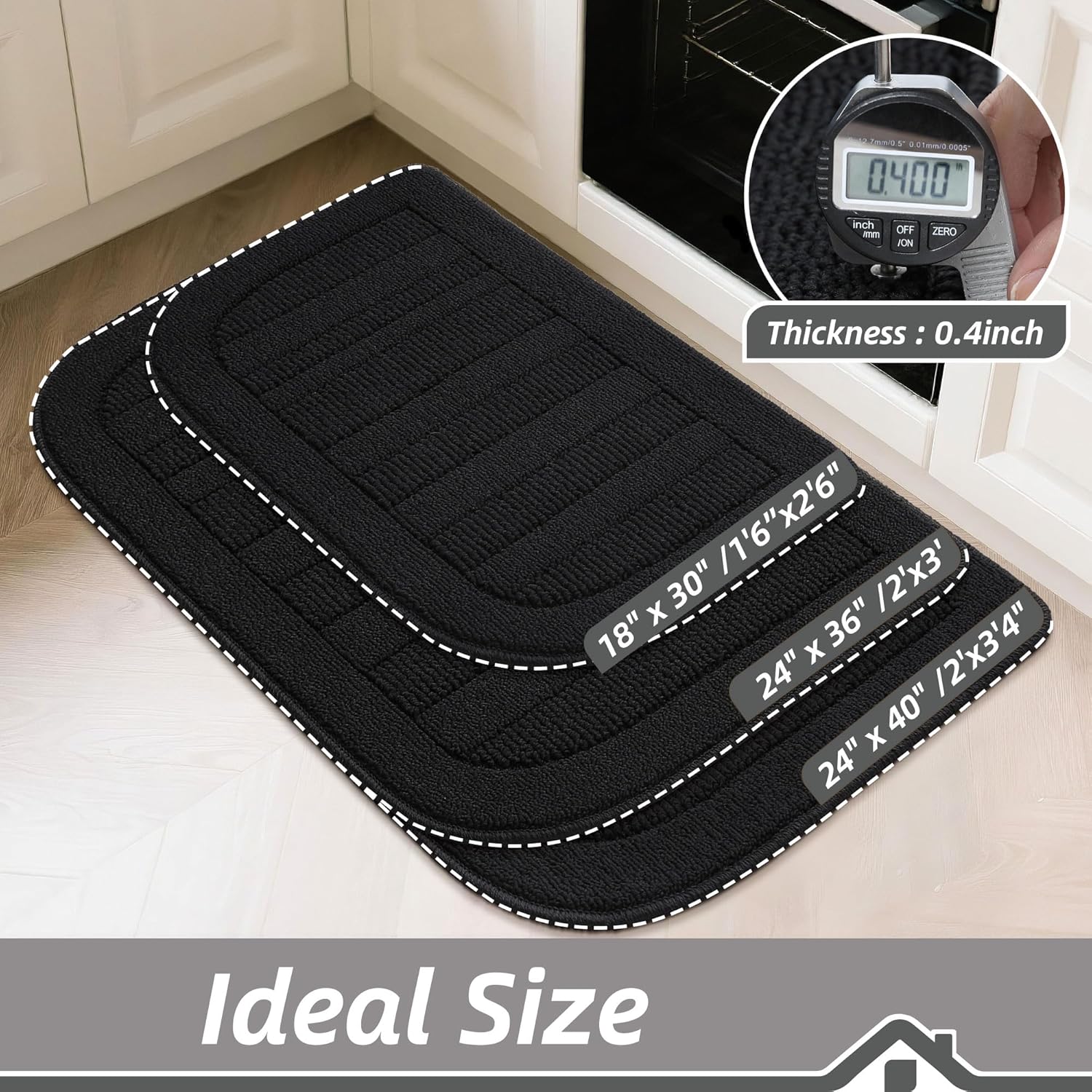 BEQHAUSE 30x18 Inch Kitchen Rugs Non Slip Washable Kitchen Sink Rug, Green
