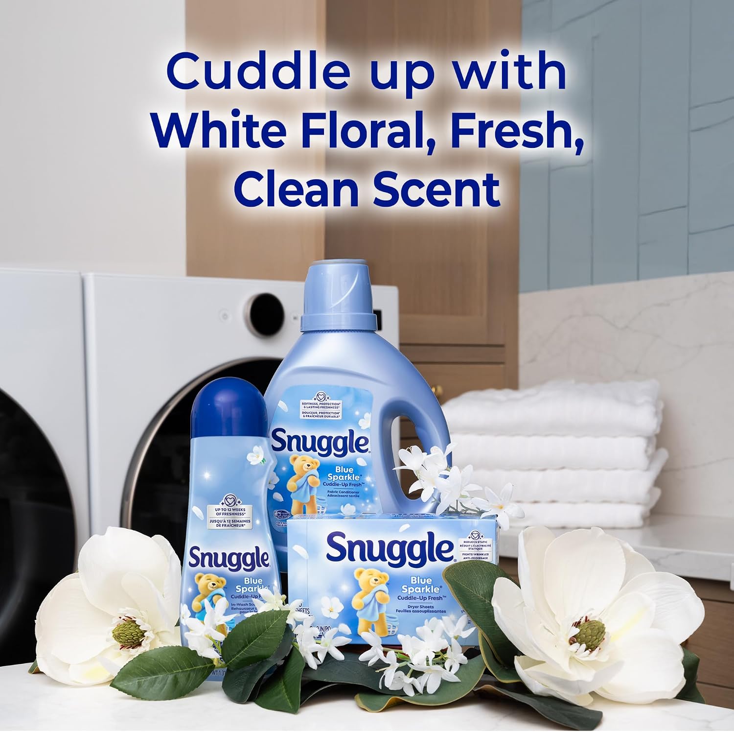 Snuggle Dryer Sheets, Blue Sparkle , 230 Count | Long-Lasting Fresh Scent, Reduces Static and Wrinkles, Repels Pet Hair and Lint, HE Dryer Compatible