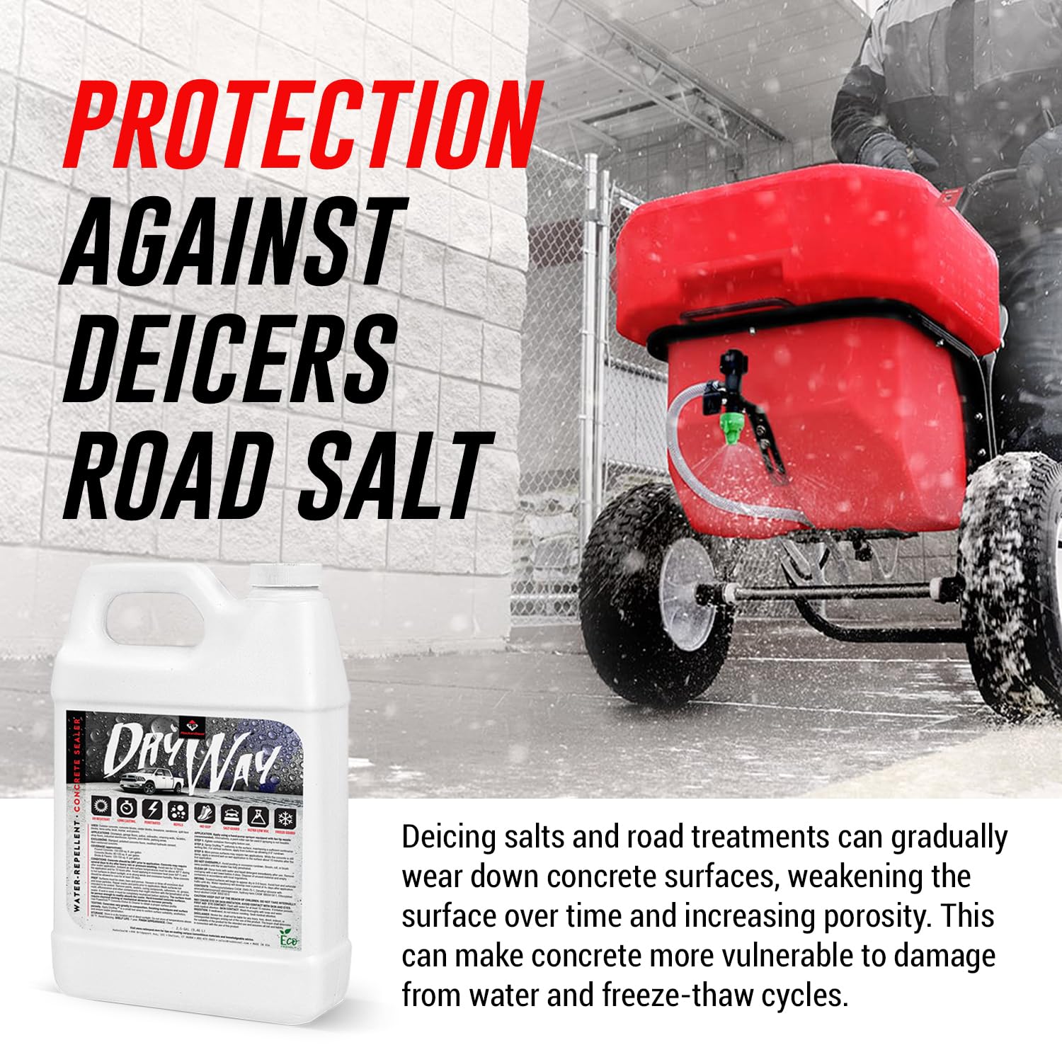 DryWay Silane Siloxane Penetrating Concrete Driveway Sealer, Natural Finish | Breathable Water-Repellent Concrete Sealer for Brick, Pavers, Patios, Pool Decks & Outdoor Concrete - Non-Film Forming