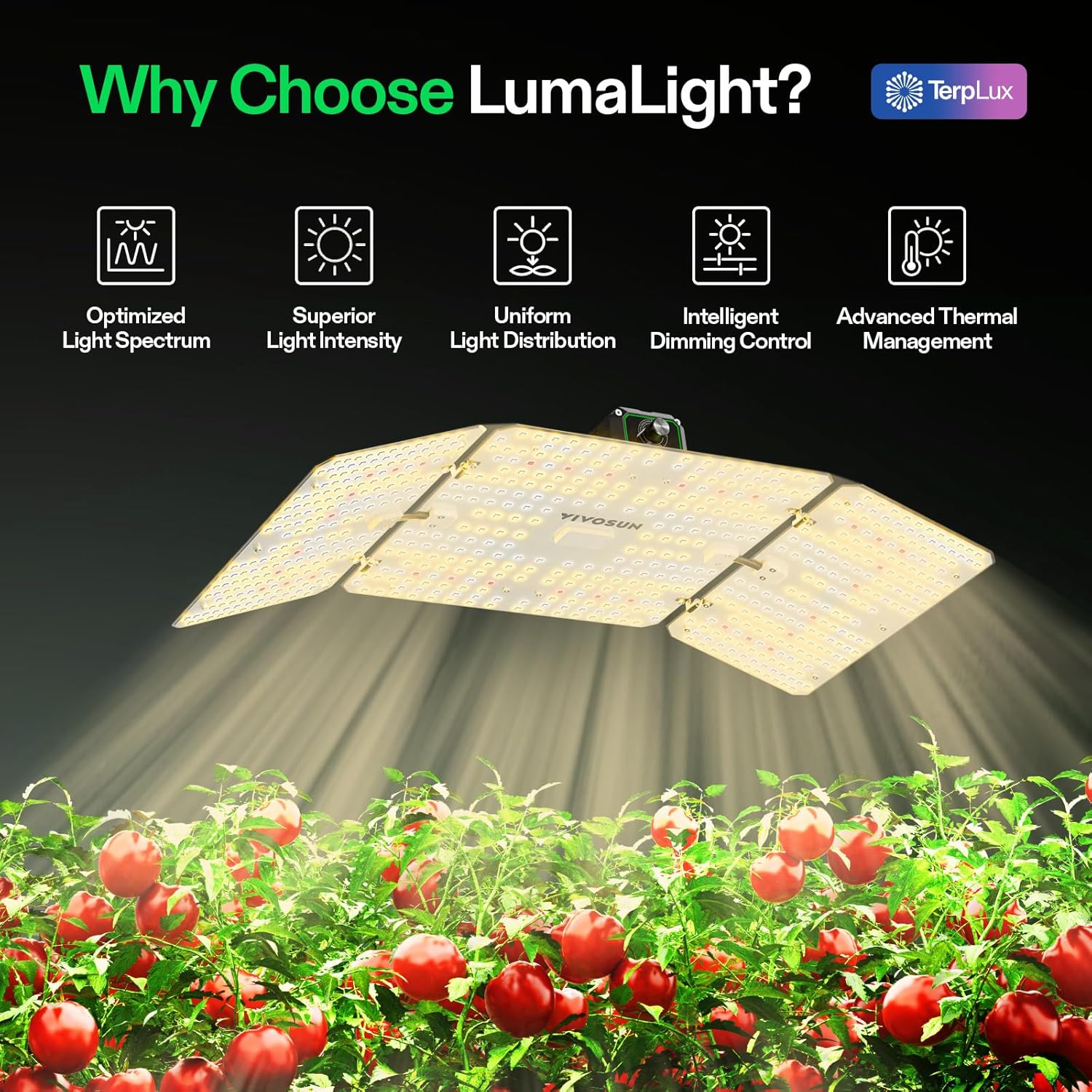 VIVOSUN LumaLight 200W LED Grow Light, Full Spectrum Plant Light