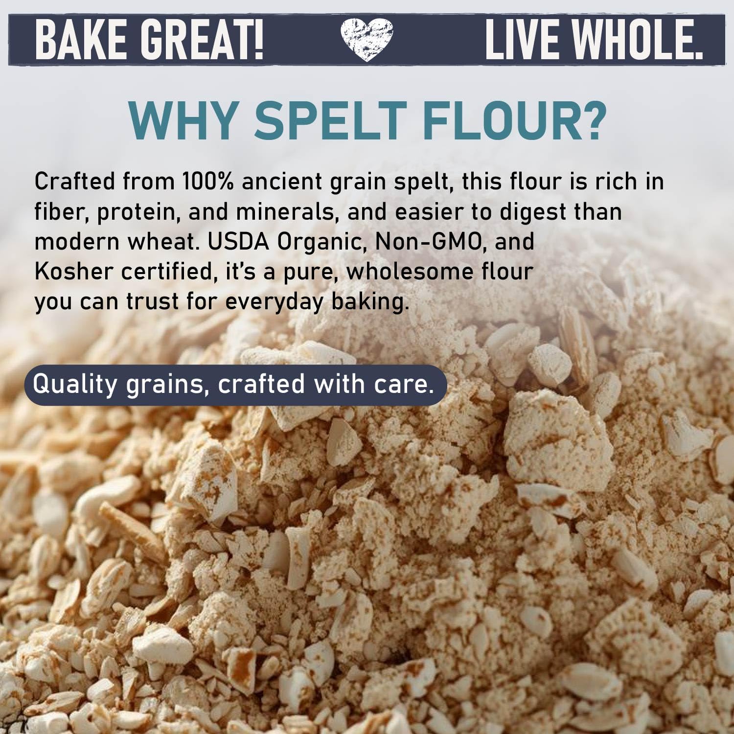 Great River Milling Organic Spelt Flour, Ancient Grain, 25 lb