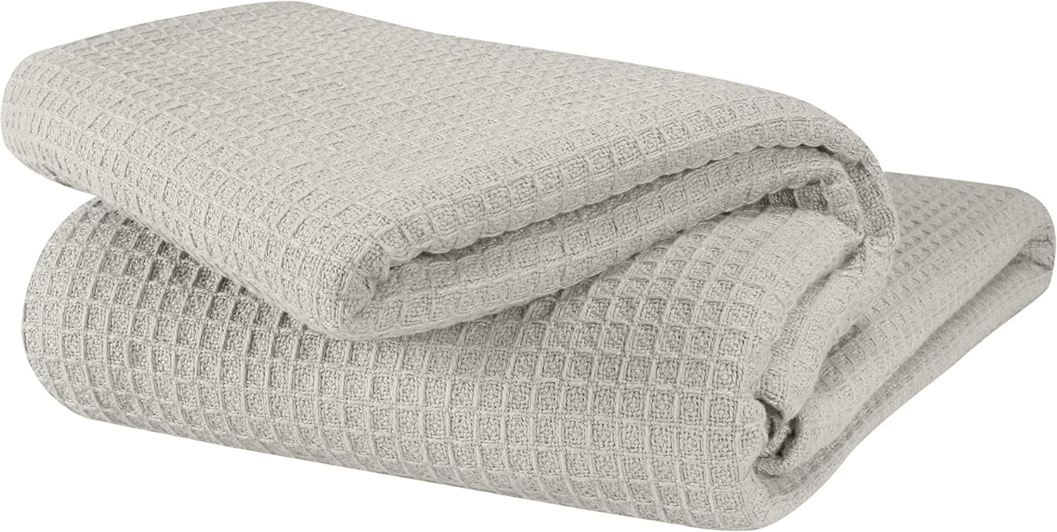 Glamburg 100% Cotton Thermal Bed Blanket, Soft Waffle, Queen Size, All Season, Navy Blue