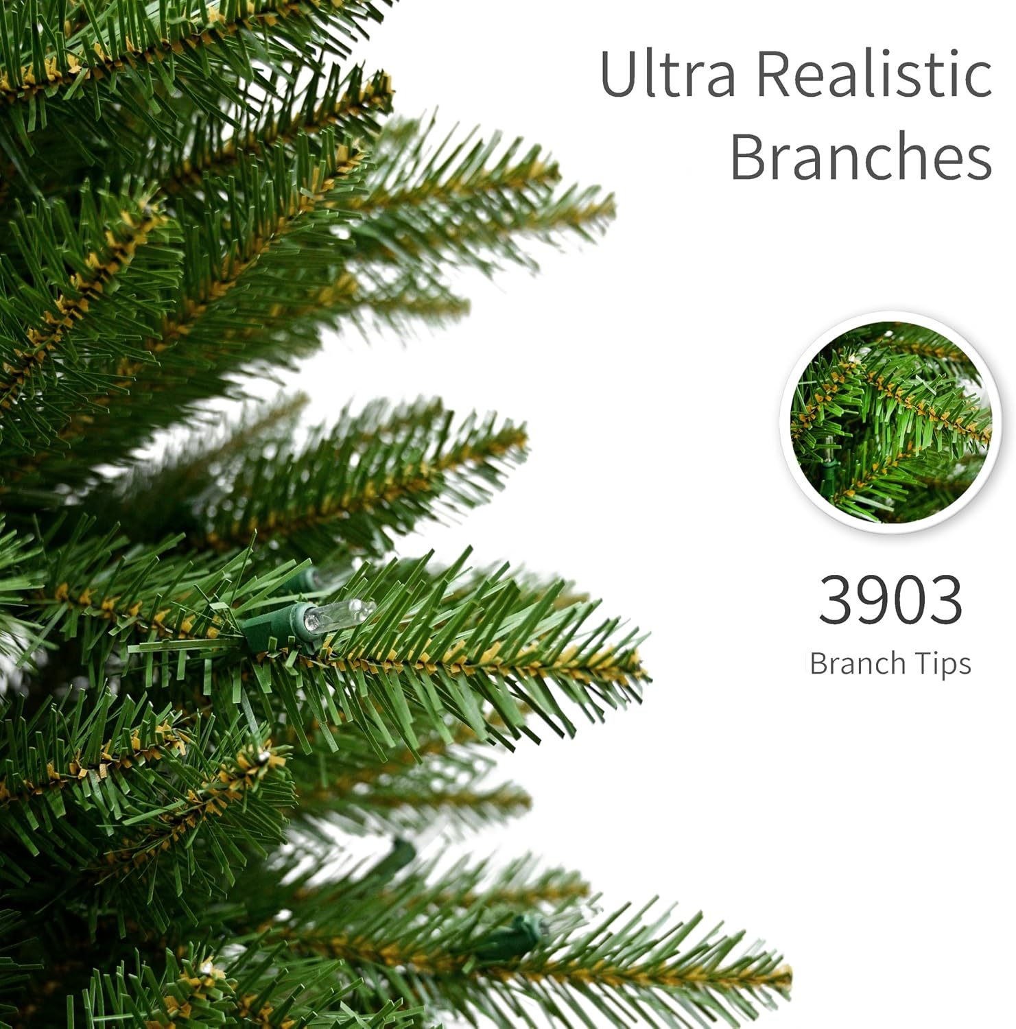 Puleo International 7.5ft Pre-Lit Slim Fraser Christmas Tree with 500 Warm White LED Lights, 1453 Realistic Dense Branch Tips, Easy Setup Artificial Trees with Sturdy Metal Stand