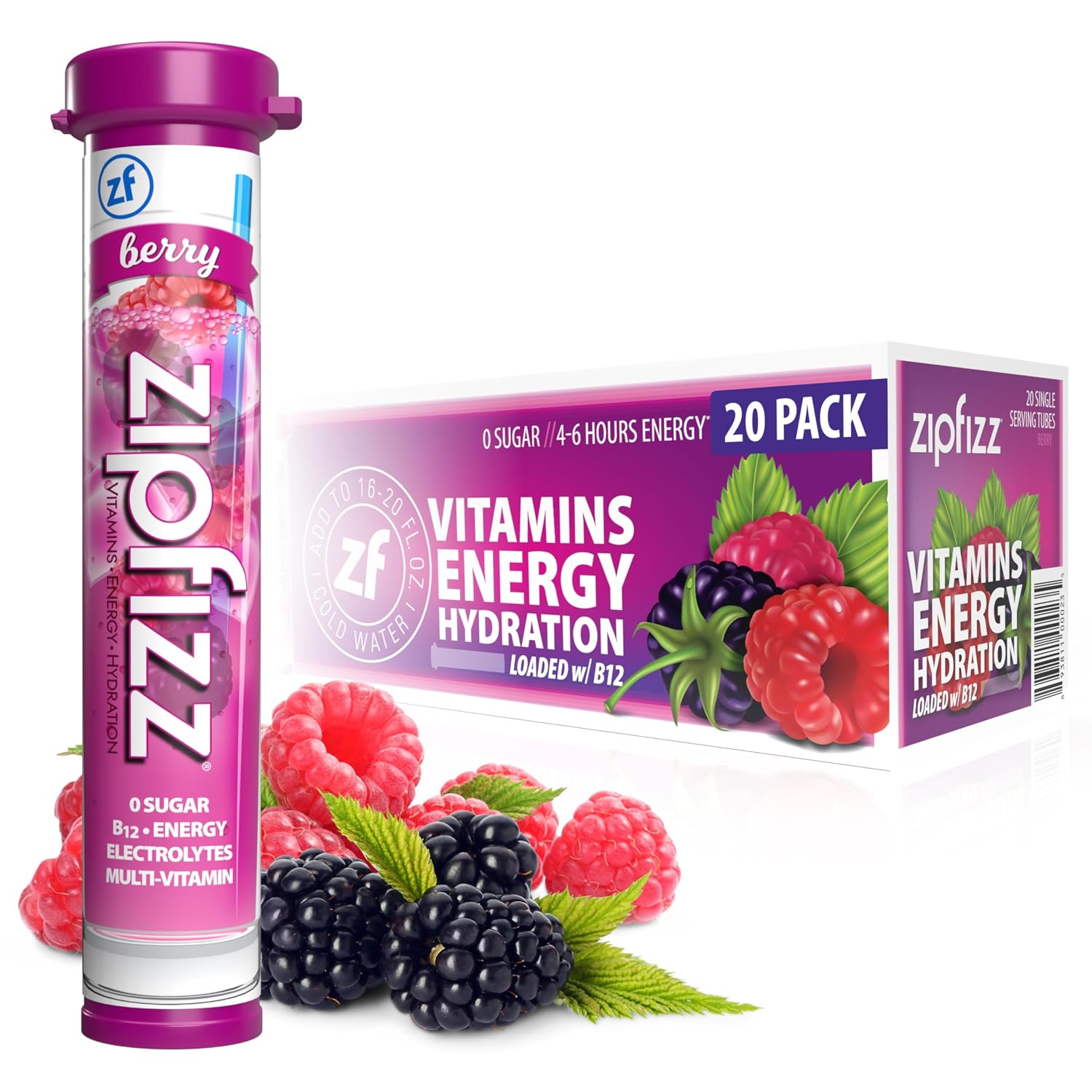 Zipfizz Energy Drink Powder, 20 Pack B12 Electrolyte - Pink Lemonade | Hydration tubes with vitamin drink benefits, 100mg caffeine, B12, electrolytes, & no artificial sugar for active lifestyle