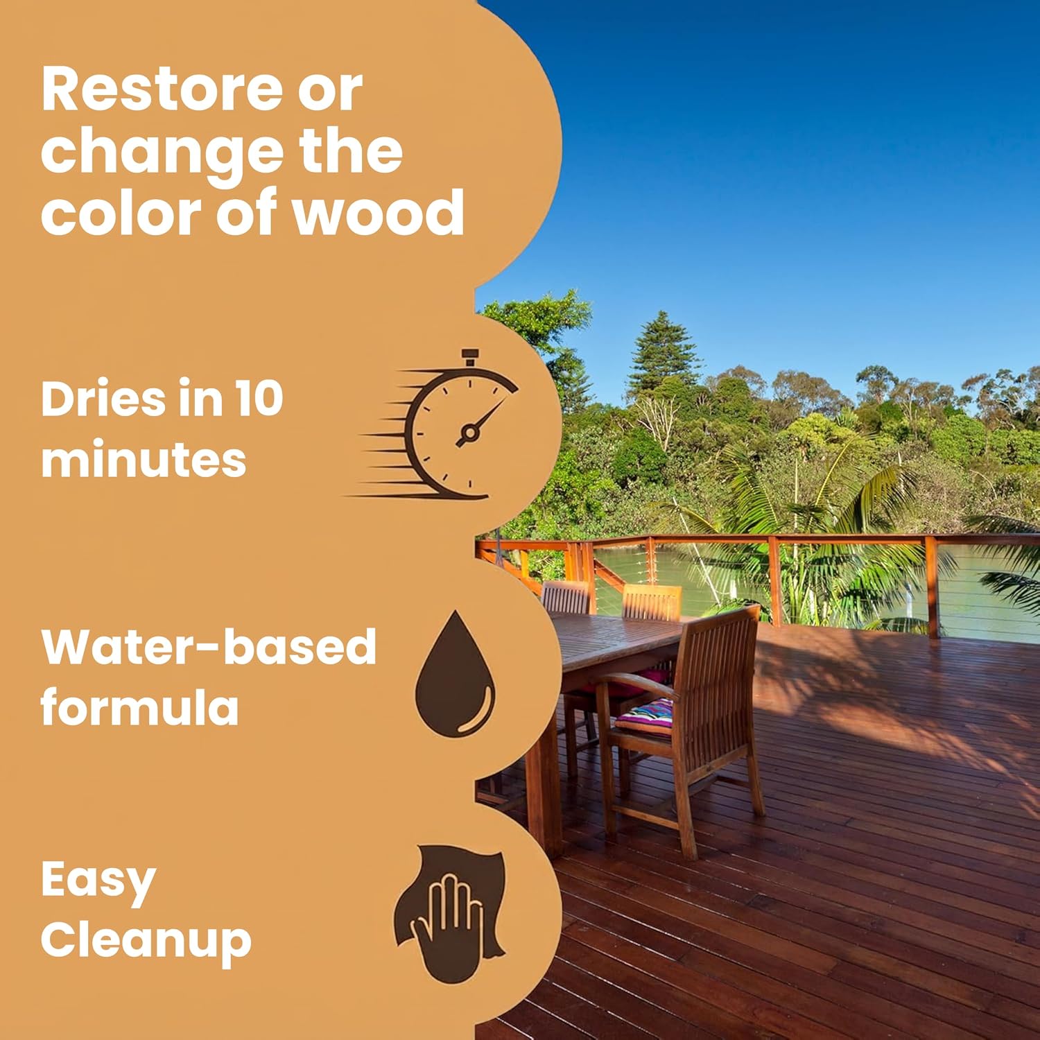 Furniture Clinic Wood Stain | Dark Oak | Water Based | Fast Drying, Low Odor