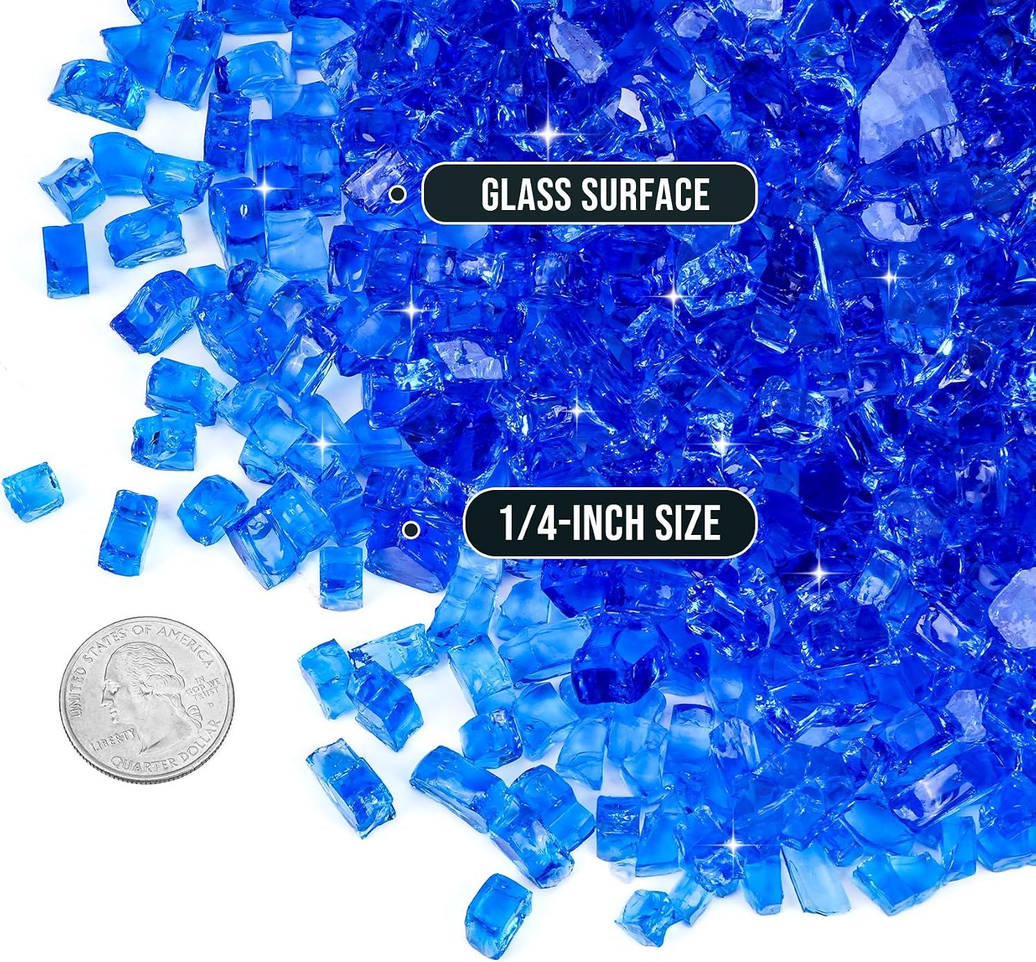 Skyflame 1/4" Pacific Blue Regular Fire Glass for Fire Pit Fireplace