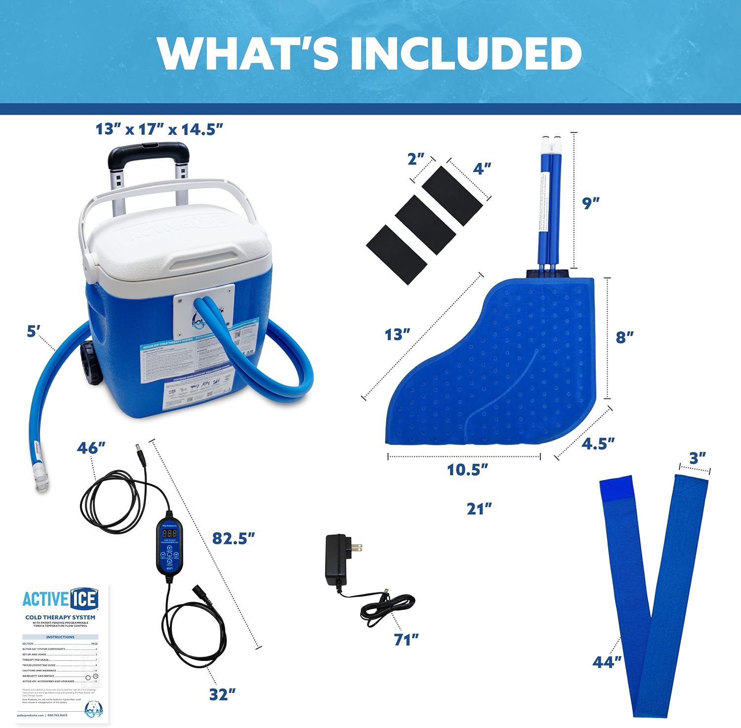 Polar Active Ice 3.0 Cold Therapy Ice Machine System w Programmable Timer, Shoulder Pad & Compression Wrap for Targeted Coverage
