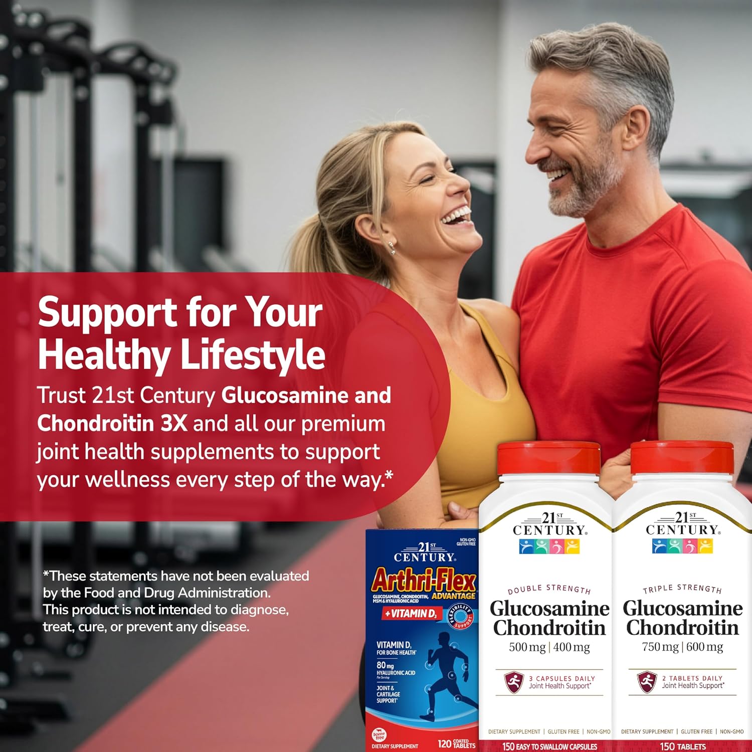 21st Century Glucosamine Chondroitin Triple Strength 750mg/600mg, 150ct | Triple-Strength Glucosamine 750 mg & Chondroitin 600 mg, Joint Health