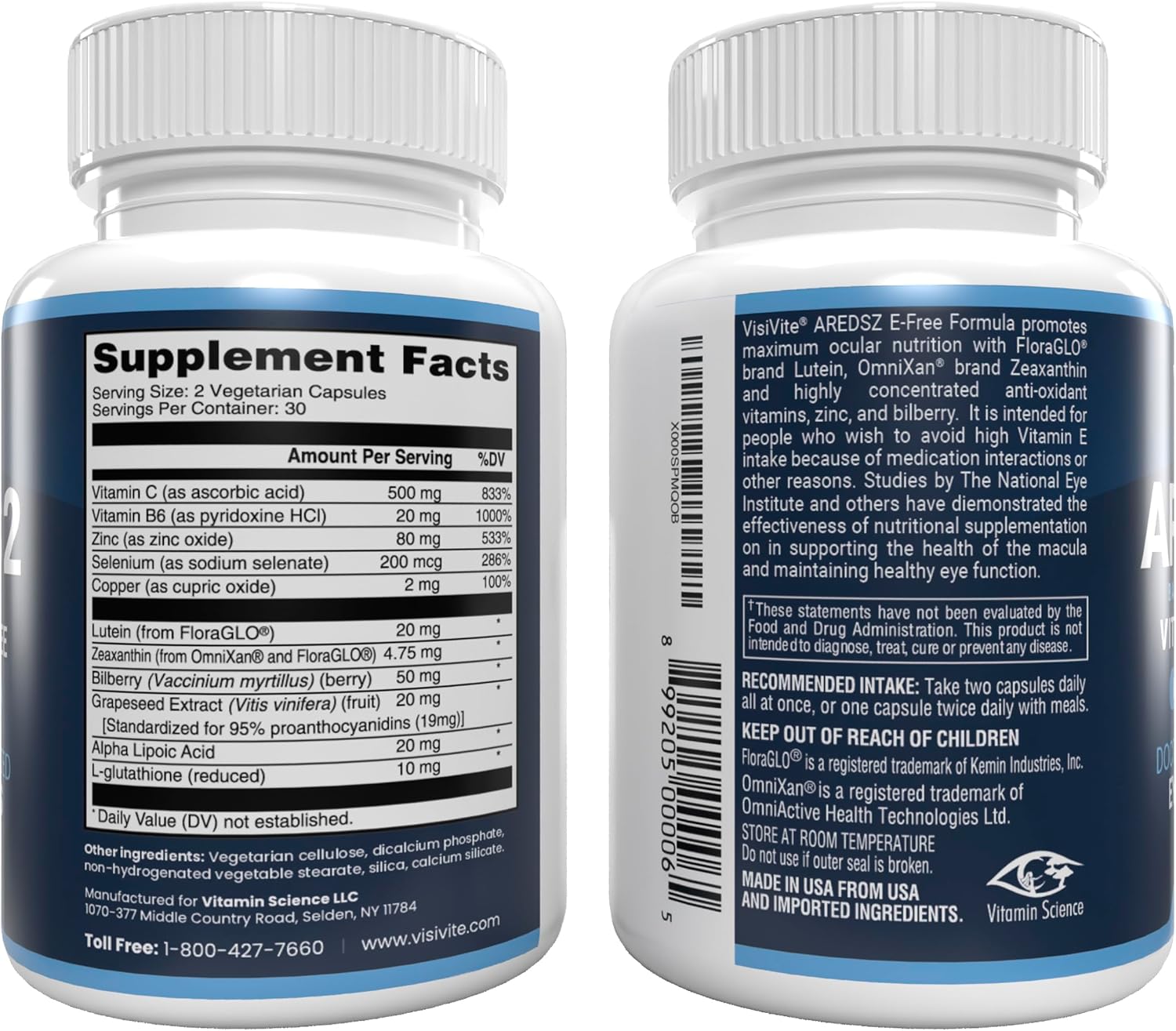 VisiVite AREDS 2 Eye Vitamins for Seniors Without Vitamin E