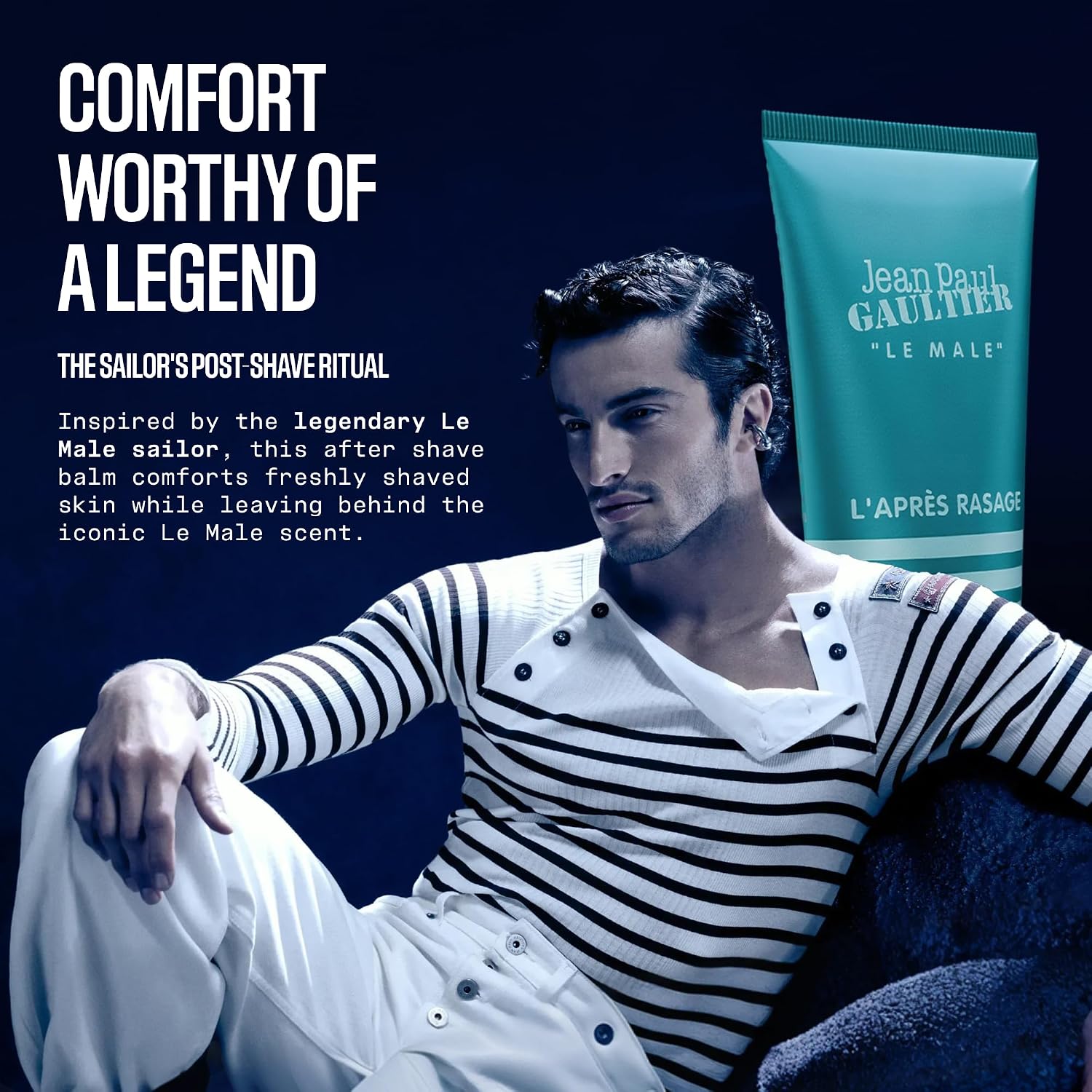 Jean Paul Gaultier Le Male Soothing Aftershave Balm - Cologne Scented Post Shave Balm for Men with Fresh Mint