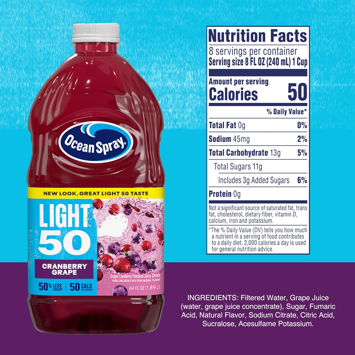 Ocean Spray® Cran50™ Cranberry Juice Drink, 64 Fl Oz Bottle (Pack of 1)