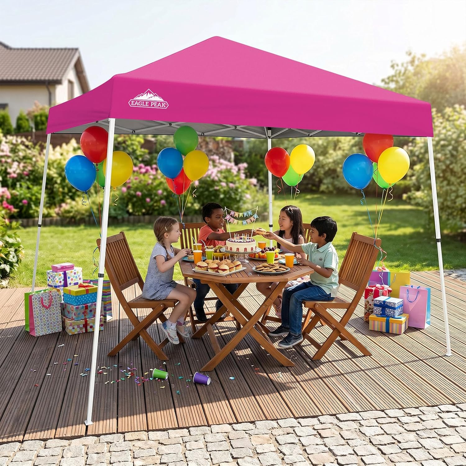 EAGLE PEAK 10x10 Slant Leg Pop Up Canopy Tent, Blue