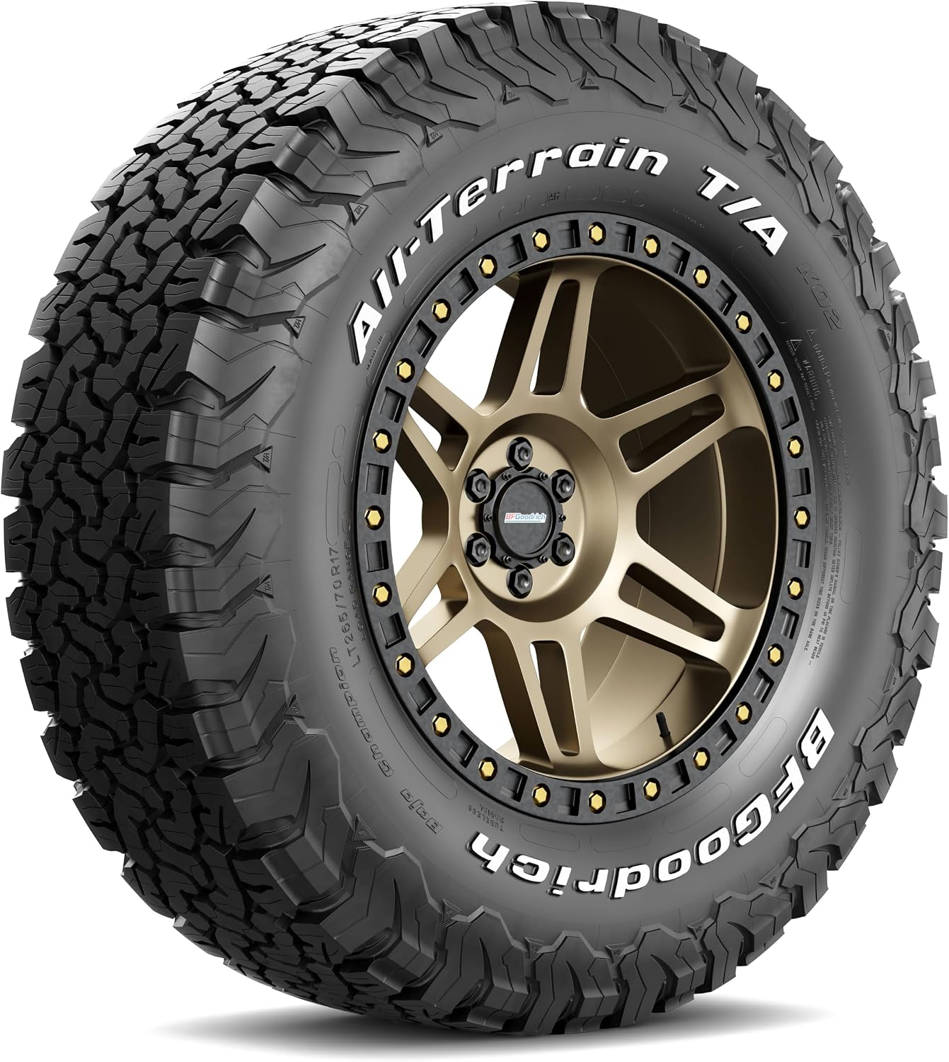 BFGoodrich All Terrain T/A KO2 Radial Car Tire for Light Trucks, SUVs, and Crossovers, LT265/70R17/C 112/109S | Light Truck All Terrain All Weather Traction 112/109S Rated C (6 Ply) Radial Construction Raised White Letters Tire