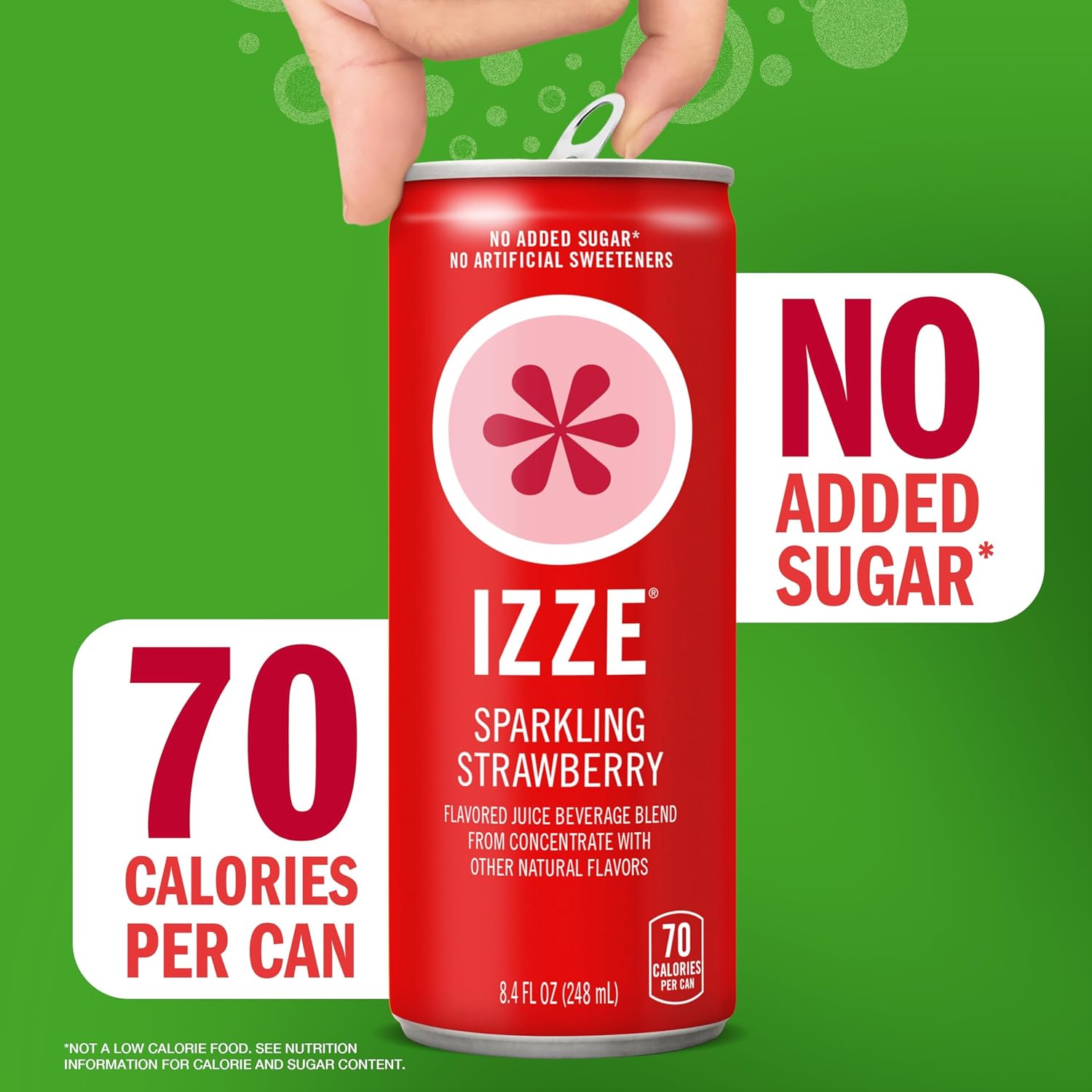 IZZE Sparkling Water Juice Beverage Blend, Pineapple, No Sugar Added, 8.4 FL OZ, 24 Cans
