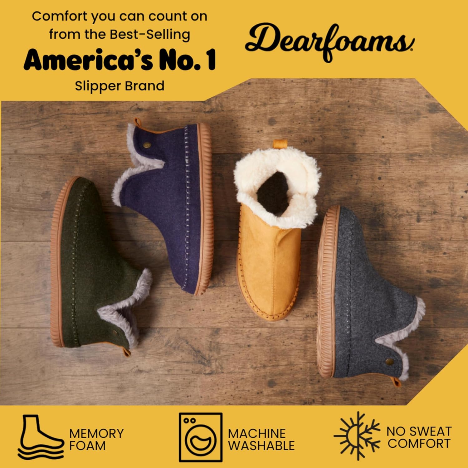 Dearfoams Men's Memory Foam Indoor House Slippers Brixen Ankle Boot House Shoes - Gifts for Men