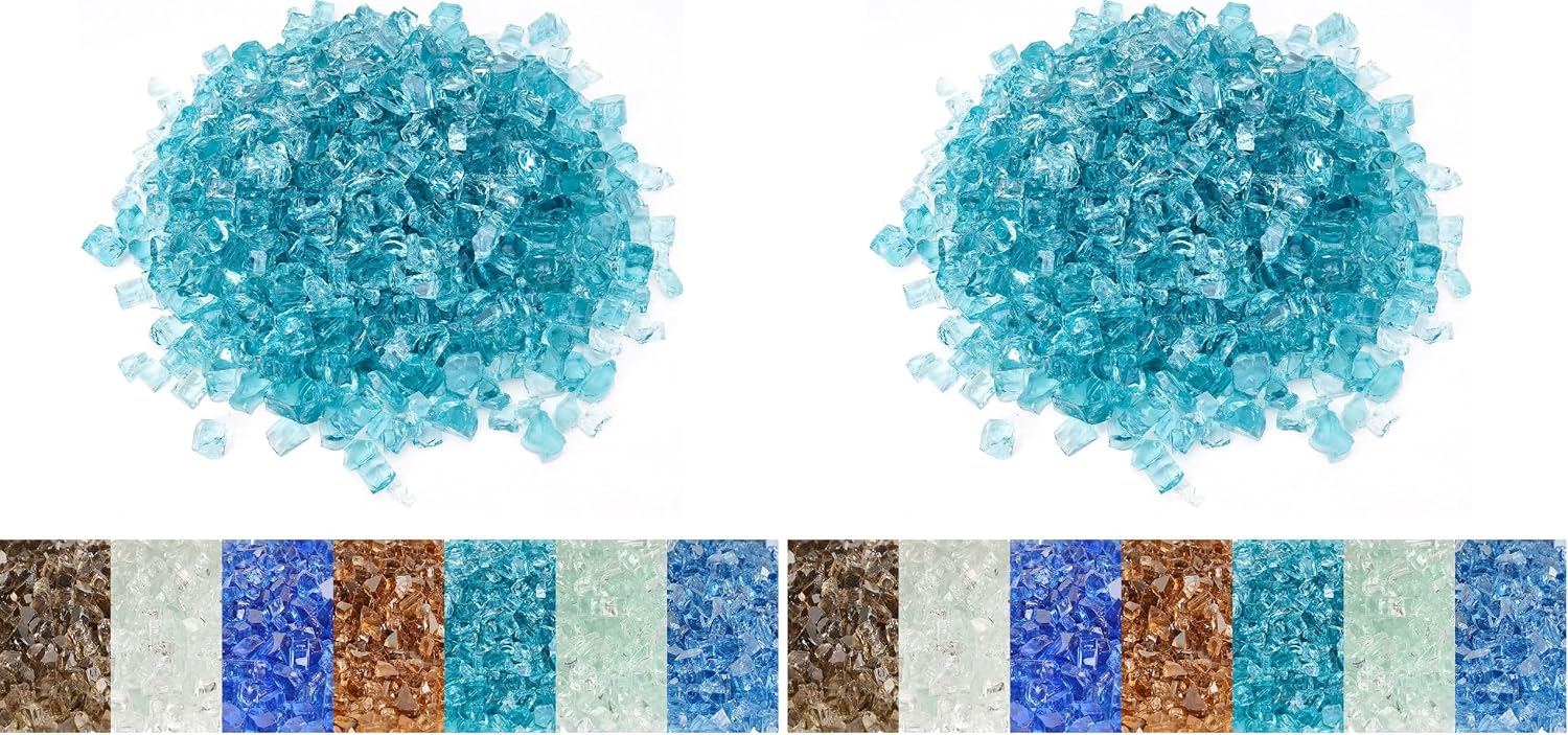 Skyflame 1/4" Pacific Blue Regular Fire Glass for Fire Pit Fireplace