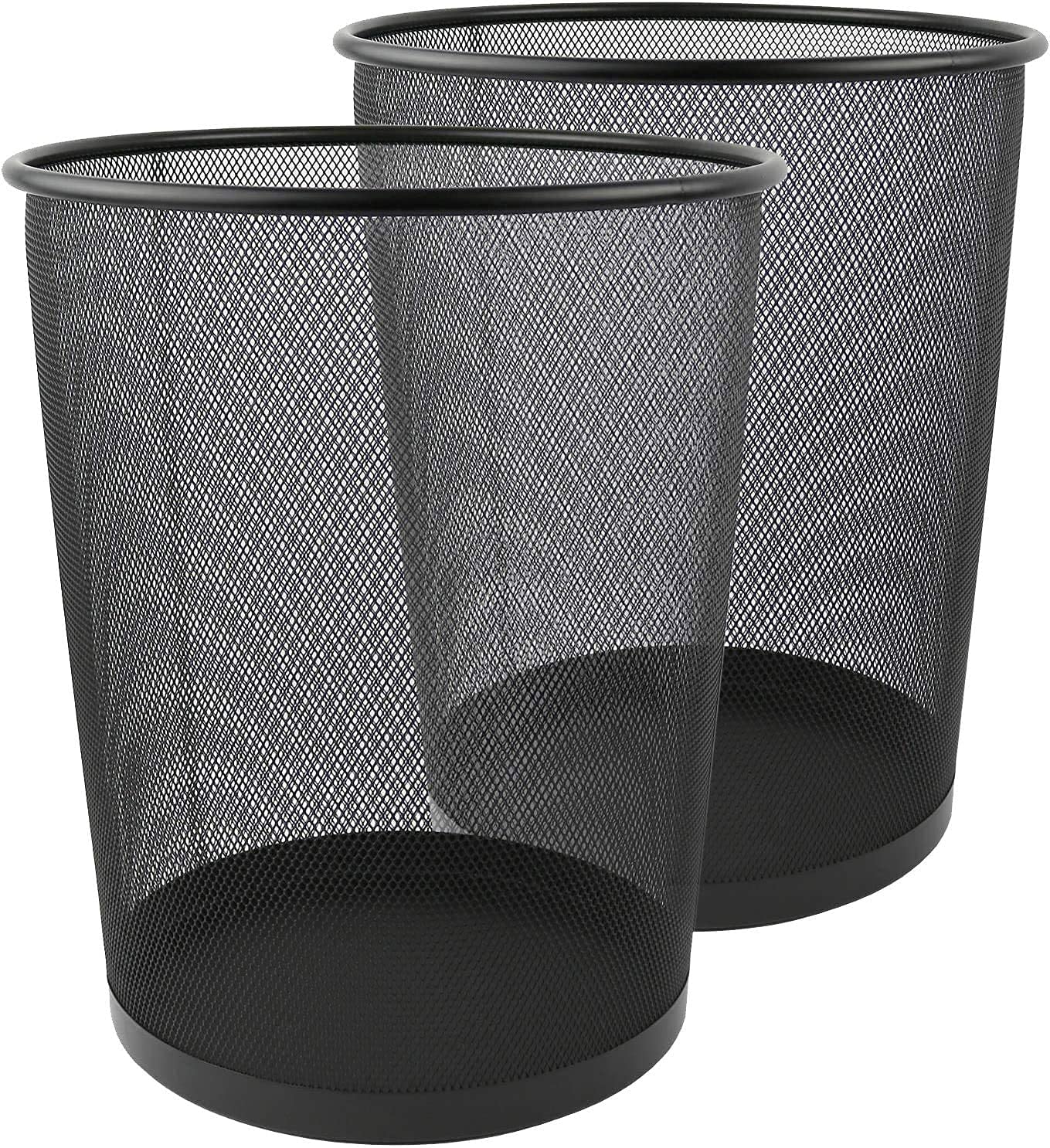 Zuvo Waste Basket | Metal Wire Mesh Bin | Pack of 2 | Lightweight & Stylish | Ideal Trash Can for Home & Office Waste | 4 Gallon (Black)