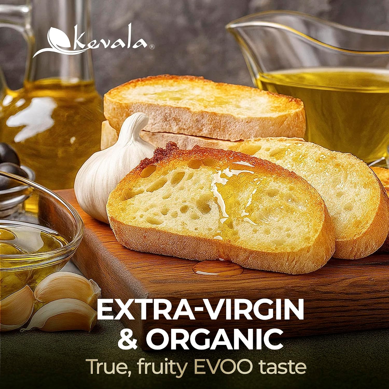 Kevala Extra Virgin Organic Olive Oil - 1/2 gal, Unrefined Cooking Oil | 64 oz, Cold Pressed, No Preservatives, Made with Selected Fresh Olives, Natural Kitchen Pantry Essential, Easy Storage