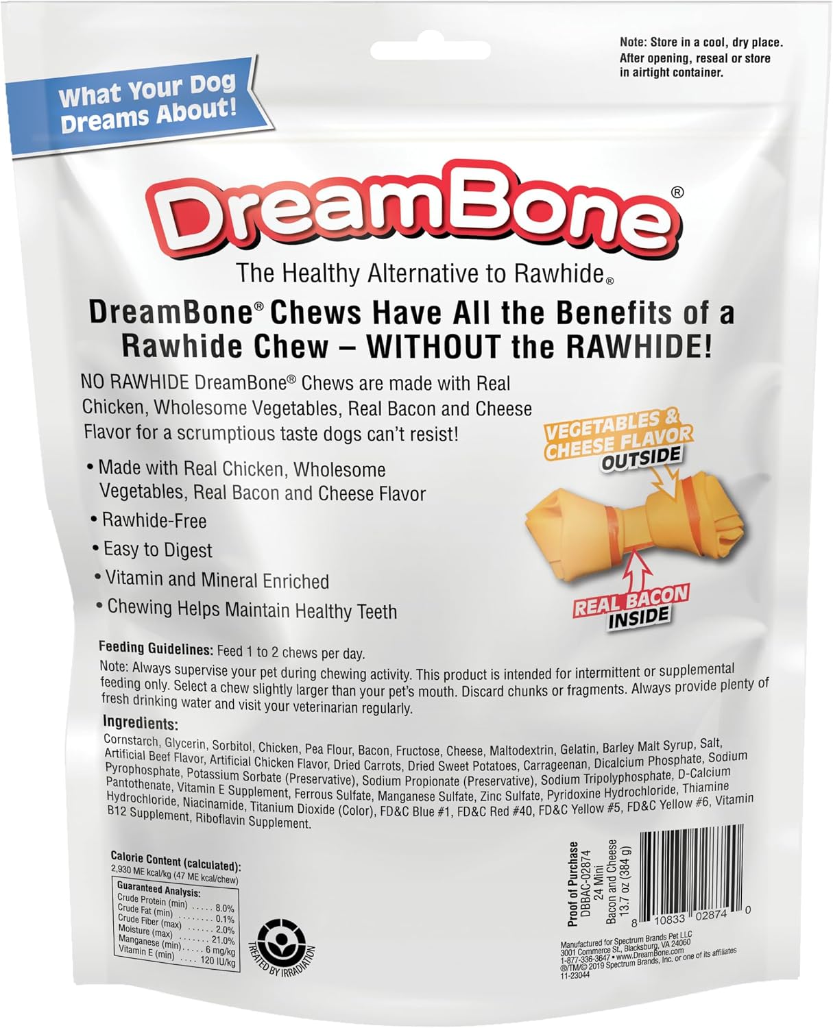 DreamBone Mini Bone Rawhide-Free Dog Treats With Real Protein, 24 Count | Daily Chew, Digests Safely and Completely, Made With Real Protein, Chicken and Veggies, For Adult Dogs