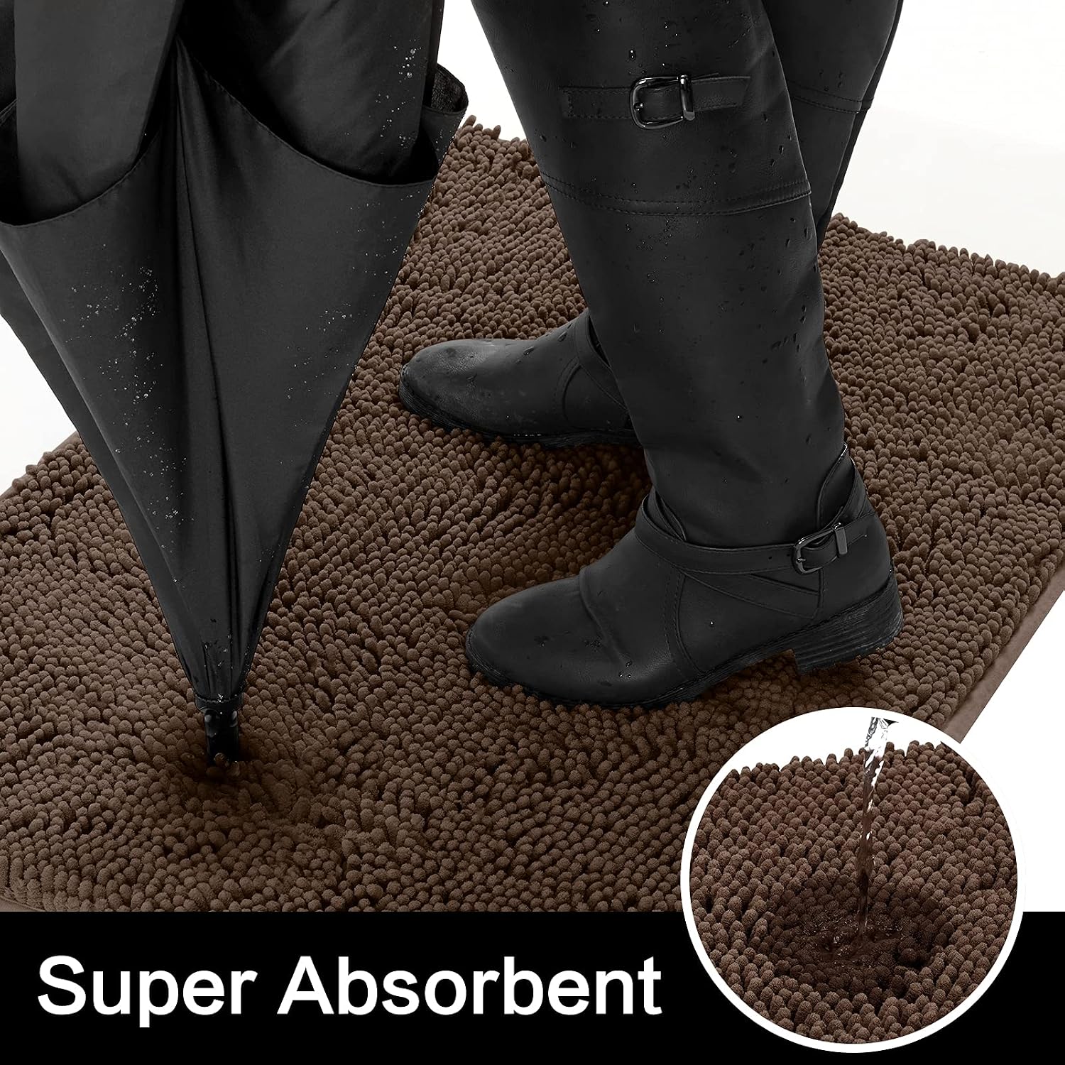 HOMEIDEAS Dog Door Mat for Muddy Paws 30x20, Absorbs Moisture and Dirt, Non-Slip Washable Doormat, Soft Chenille Mud Mat for Dogs