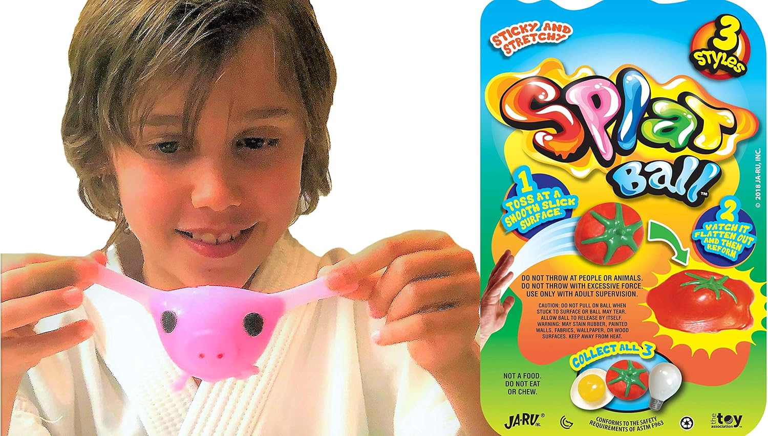 JA-RU SPLAT Ball Sticky & Stretchy (Pack of 6 Assorted) Sensory 5303-6p p