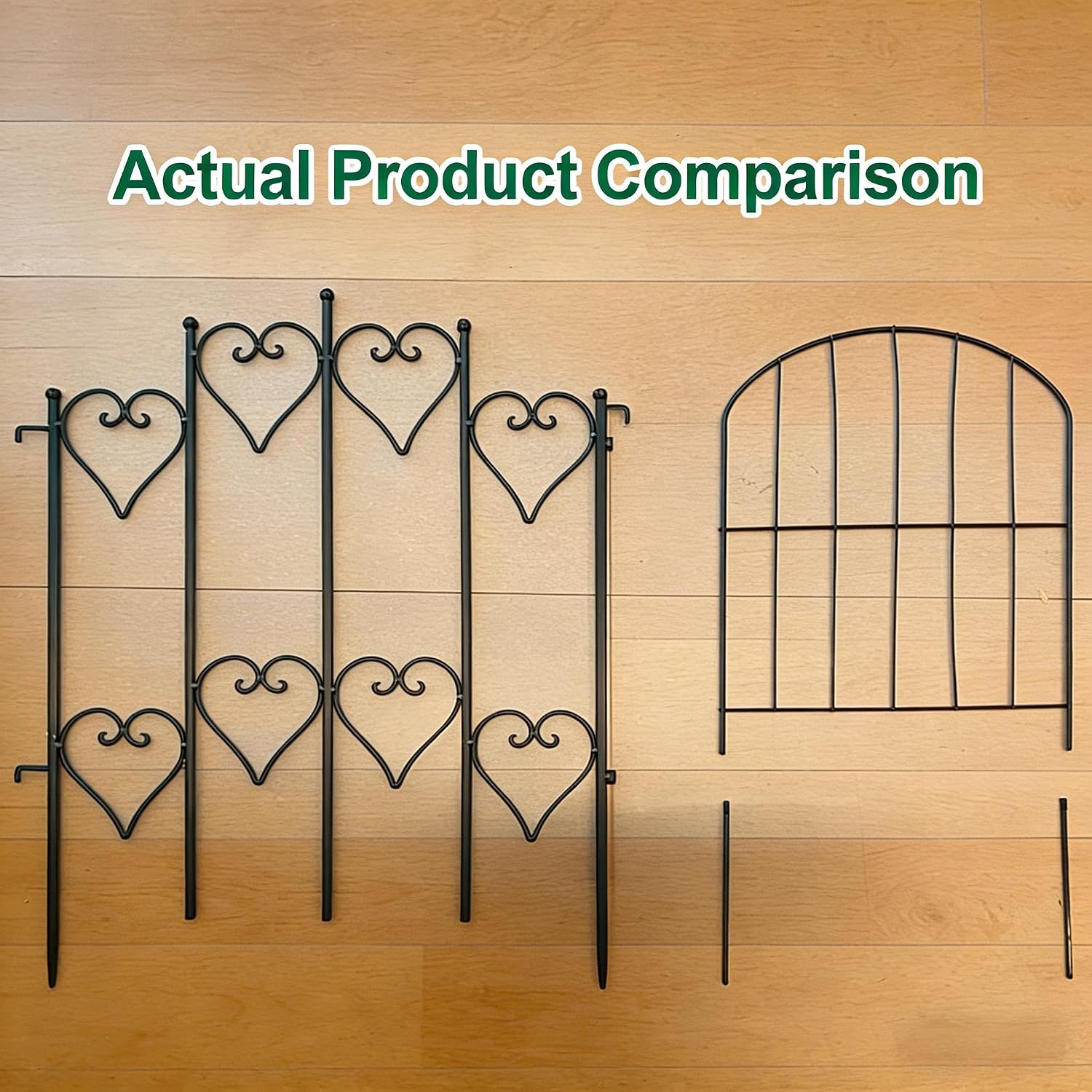 AMAGABELI GARDEN & HOME 5 Panels 32in(H)×10ft(L) Decorative Garden Fences and Borders for Dogs No Dig Rustproof Metal Fence Panels Garden Edging Border Animal Barrier Fencing for Flower Beds Black