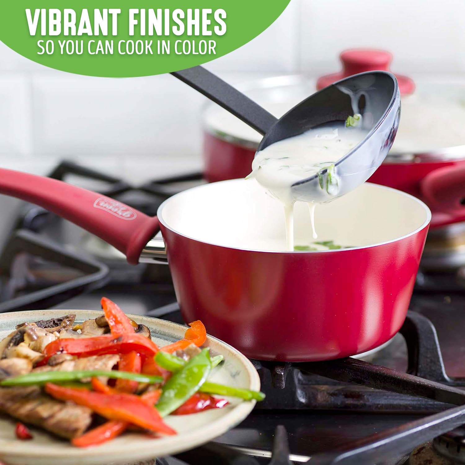 GreenLife Soft Grip 1QT and 2QT Saucepan Set, Healthy Ceramic Nonstick, Non Toxic PFAS & PFOA-Free, Dishwasher Safe, Glass Lids, Stay-Cool Handles, Easy Clean Cookware, Kitchen Essentials, Turquoise