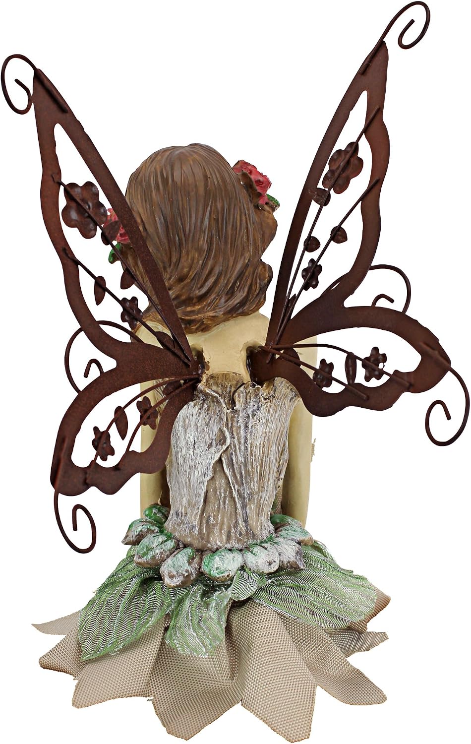 Design Toscano KY71004 Fiona The Flower Fairy Garden Statue, 17 Inch, Antique Stone