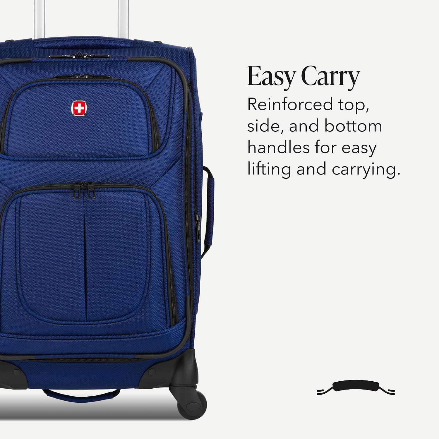 SWISSGEAR Sion Carry-On Spinner Luggage, Softside Expandable, Lightweight Suitcase, Dark Grey, 22.75-Inch